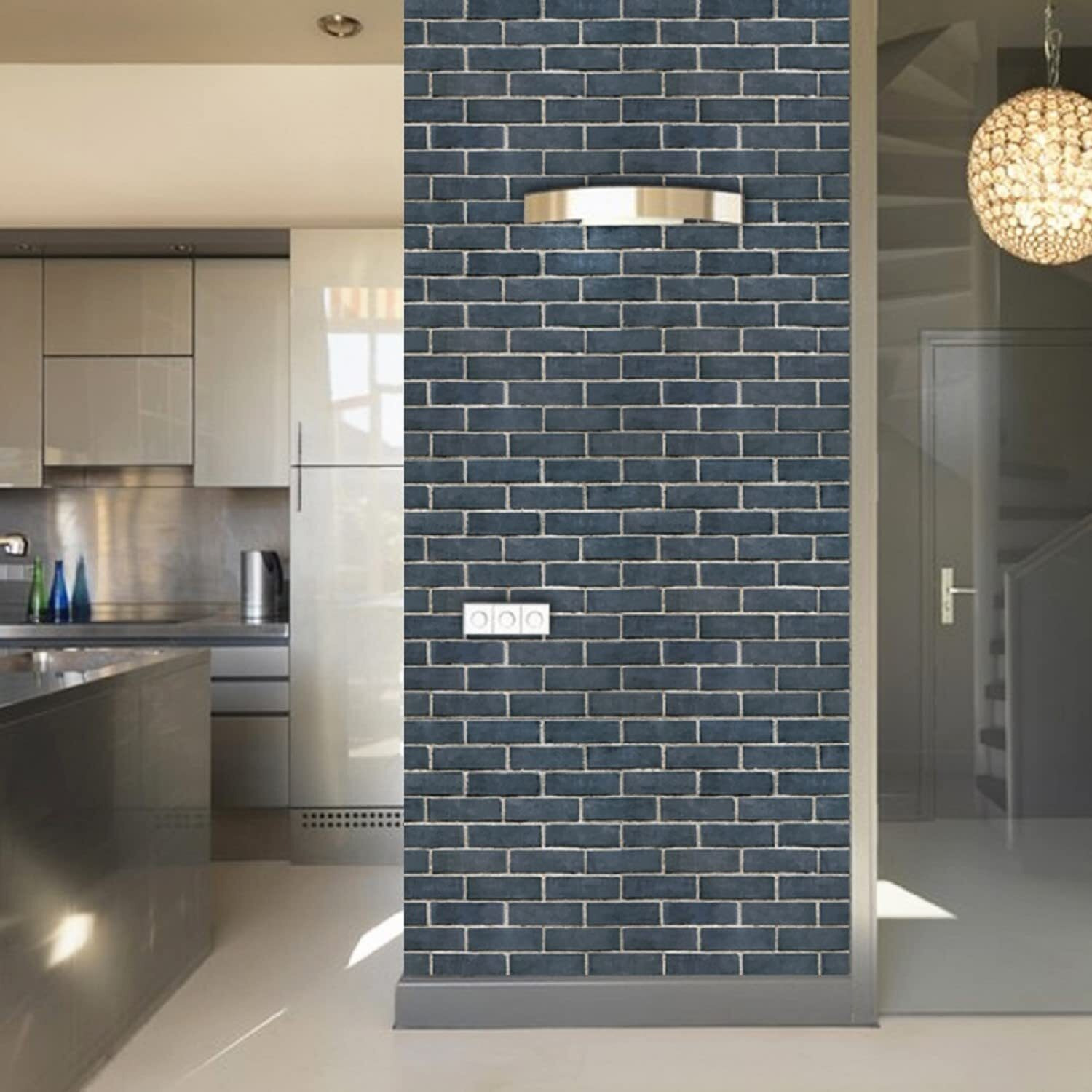 Jaamso Royals Black Brick Self-Adhesive Water Proof Wall Paper Sticker For Decor (200 Cm * 45 Cm)