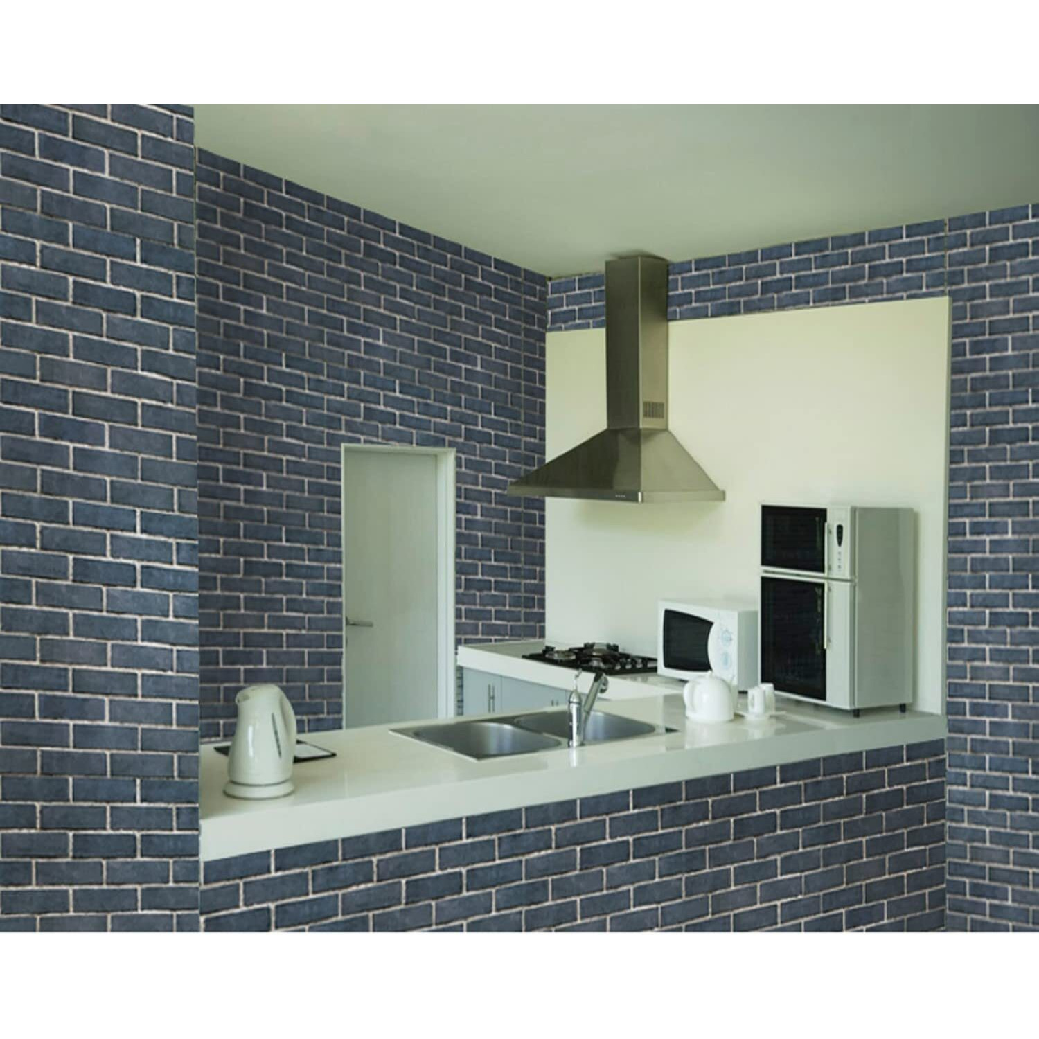 Jaamso Royals Black Brick Self-Adhesive Water Proof Wall Paper Sticker For Decor (200 Cm * 45 Cm)