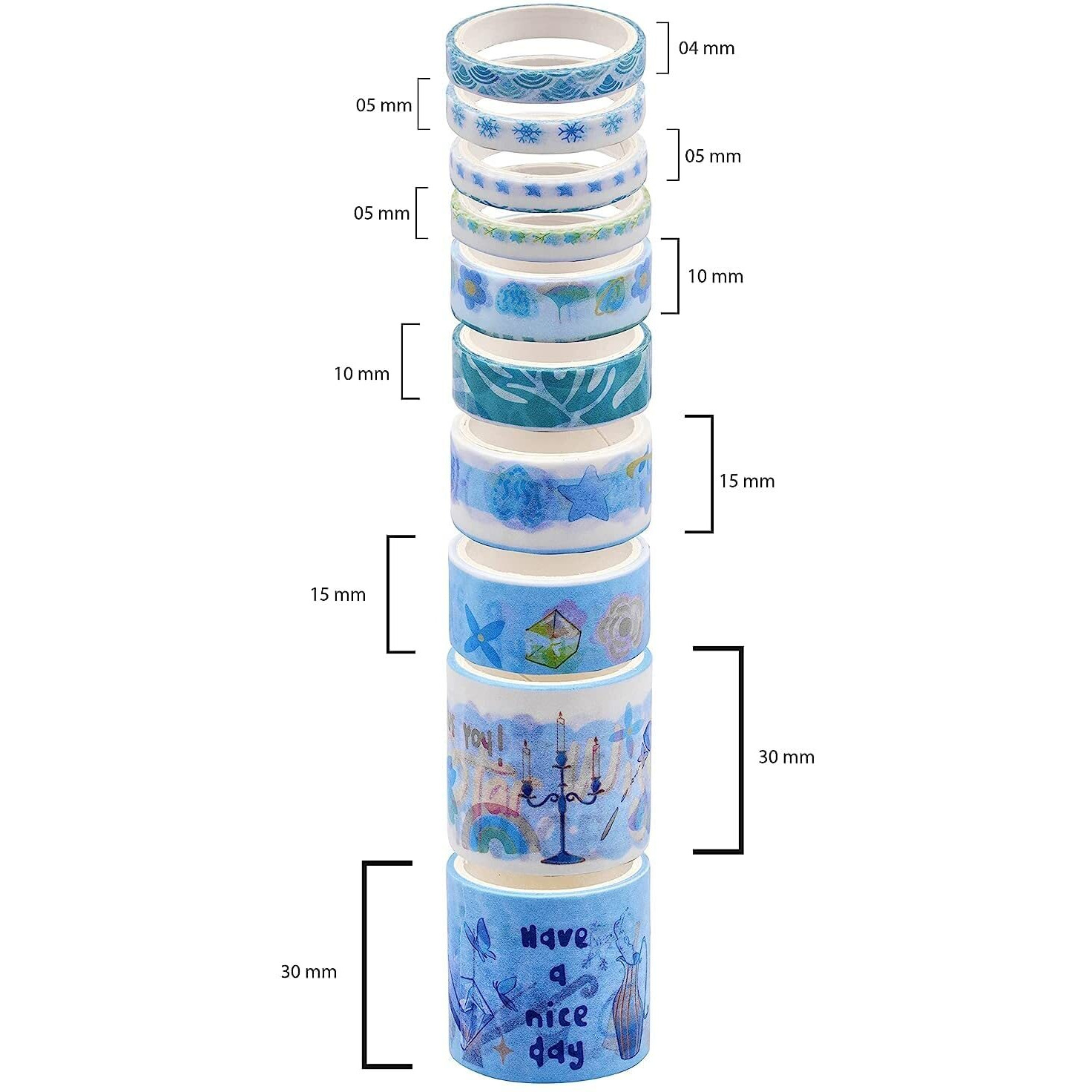 Lakshminarayan Sales Washi Paper Tape Roll | Easy Adhesion, No Scissors, Decorative Masking Tape Set Rolls For Arts, Diy Crafts, Journal, Scarpbook_Flower Style_2 M Each (50 Rolls)
