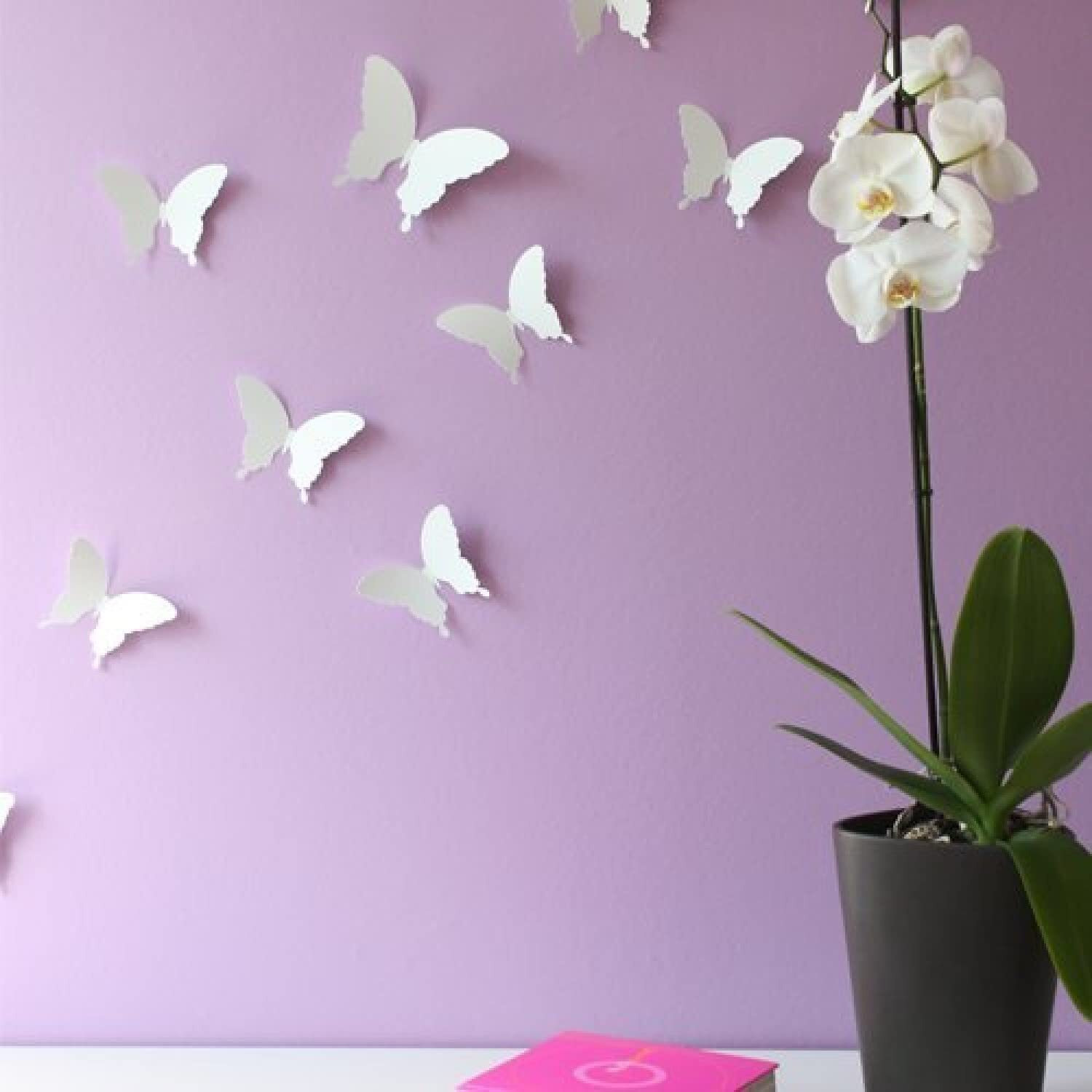 Jaamso Royals White 3D Butterfly Stickers For Wall, Butterfly Decoration Items, Butterfly Stickers, Butterfly Wall Decor, Butterflies, Butterflies For Wall Decoration 12 Pcs
