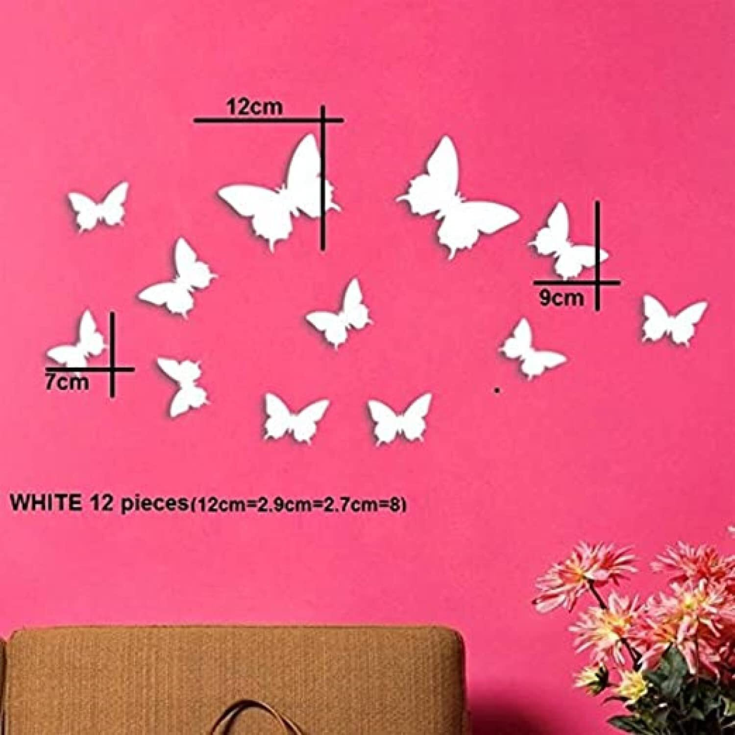 Jaamso Royals White 3D Butterfly Stickers For Wall, Butterfly Decoration Items, Butterfly Stickers, Butterfly Wall Decor, Butterflies, Butterflies For Wall Decoration 12 Pcs