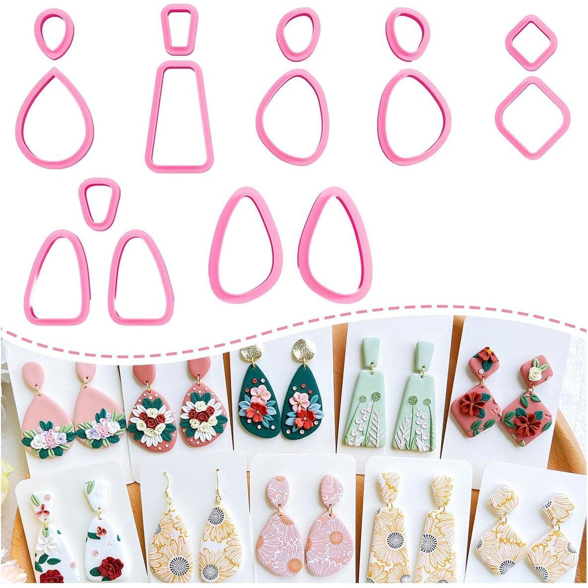 Dhanishtha Polymer Clay Cutters - Organic Shapes Set Of 15 | Jewelry Making Tools | Color May Vary