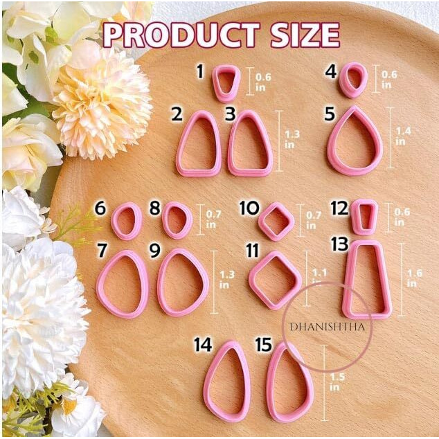 Dhanishtha Polymer Clay Cutters - Organic Shapes Set Of 15 | Jewelry Making Tools | Color May Vary