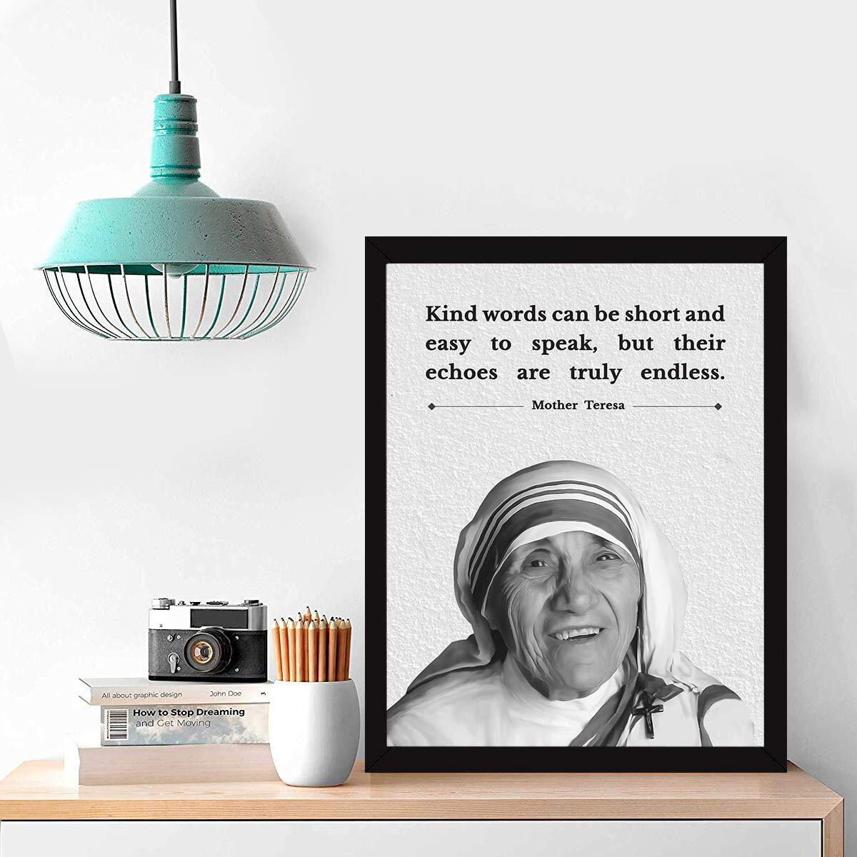 Chaka Chaundh - Motivational Quotes Frames - Framed Posters With Frame  Mother Teresa Quotes Photo Frames For Office, Student And Study Room - Photos With Quotes - (14 X 11 Inches) (Aqua) (White)