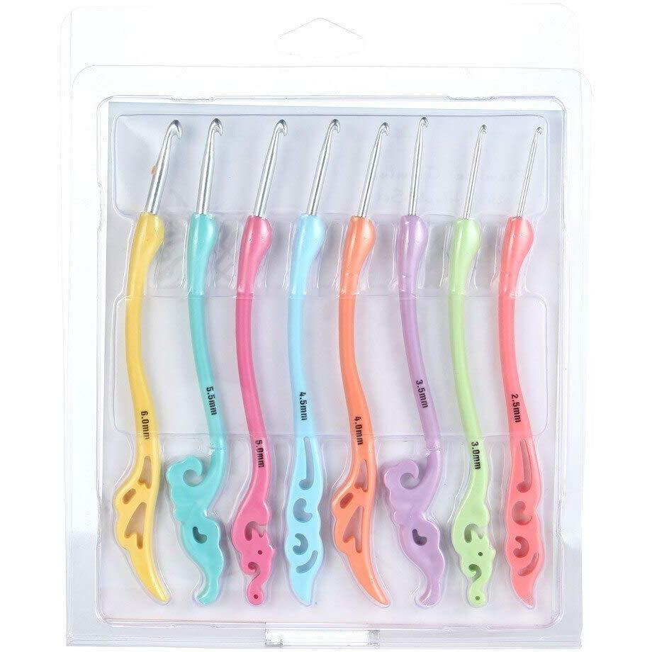 Gold Leaf Ergonomic Soft Grip Crochet Handles Large-Eye Blunt Knitting Needles Kit With Case For Arthritic Hands, Extra Long Knitting Needles