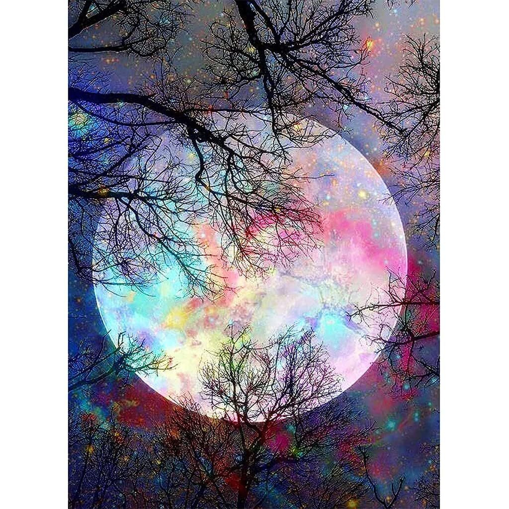 Artright Home Decoration Return Gift Tem Art And Craft For Kids Diamond Painting Kit, 30 * 40Cm Bright Moon For Adults & Kids, Art Wall Hangings Super Moon Night Scene For Home Wall Decor (30X40, 709)