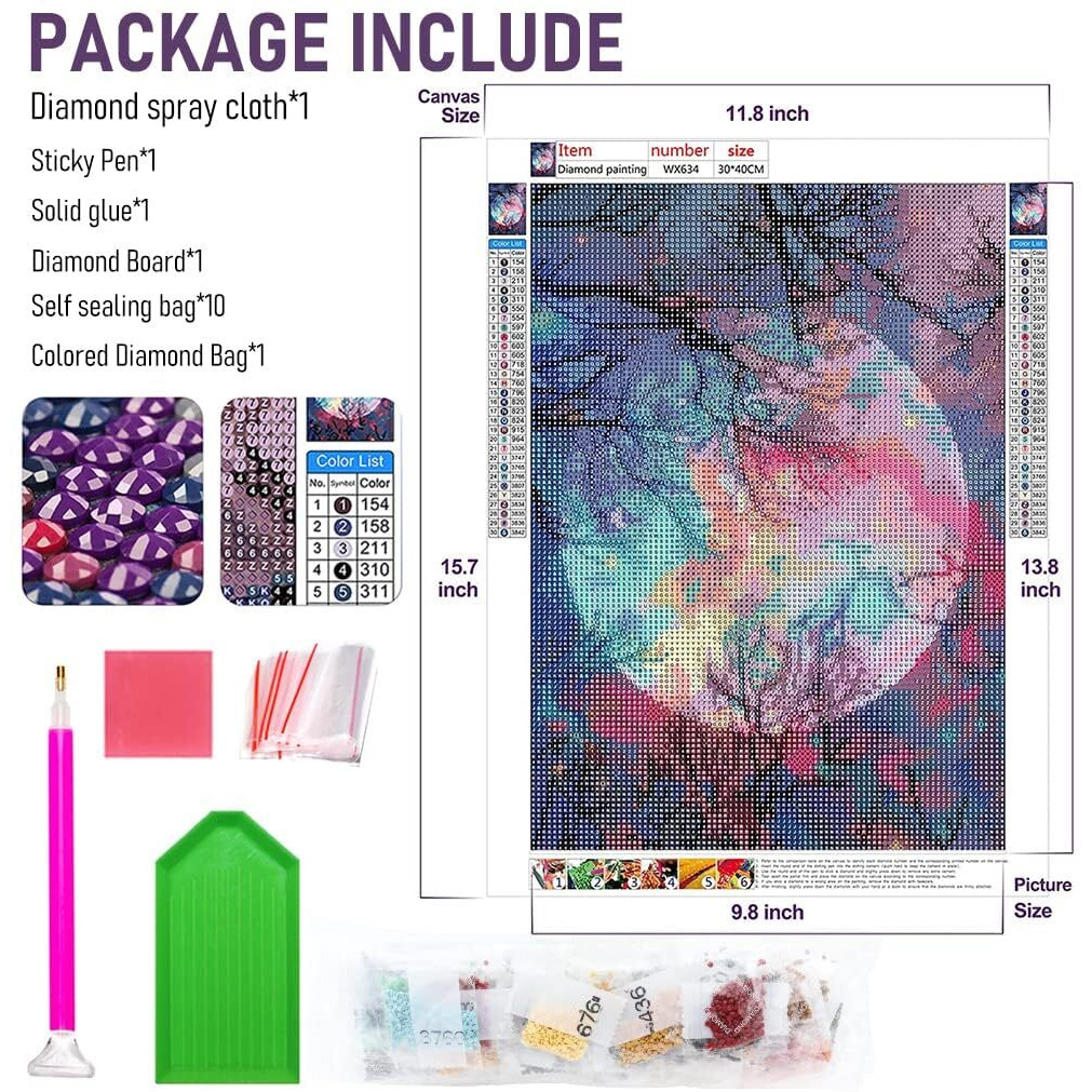 Artright Home Decoration Return Gift Tem Art And Craft For Kids Diamond Painting Kit, 30 * 40Cm Bright Moon For Adults & Kids, Art Wall Hangings Super Moon Night Scene For Home Wall Decor (30X40, 709)