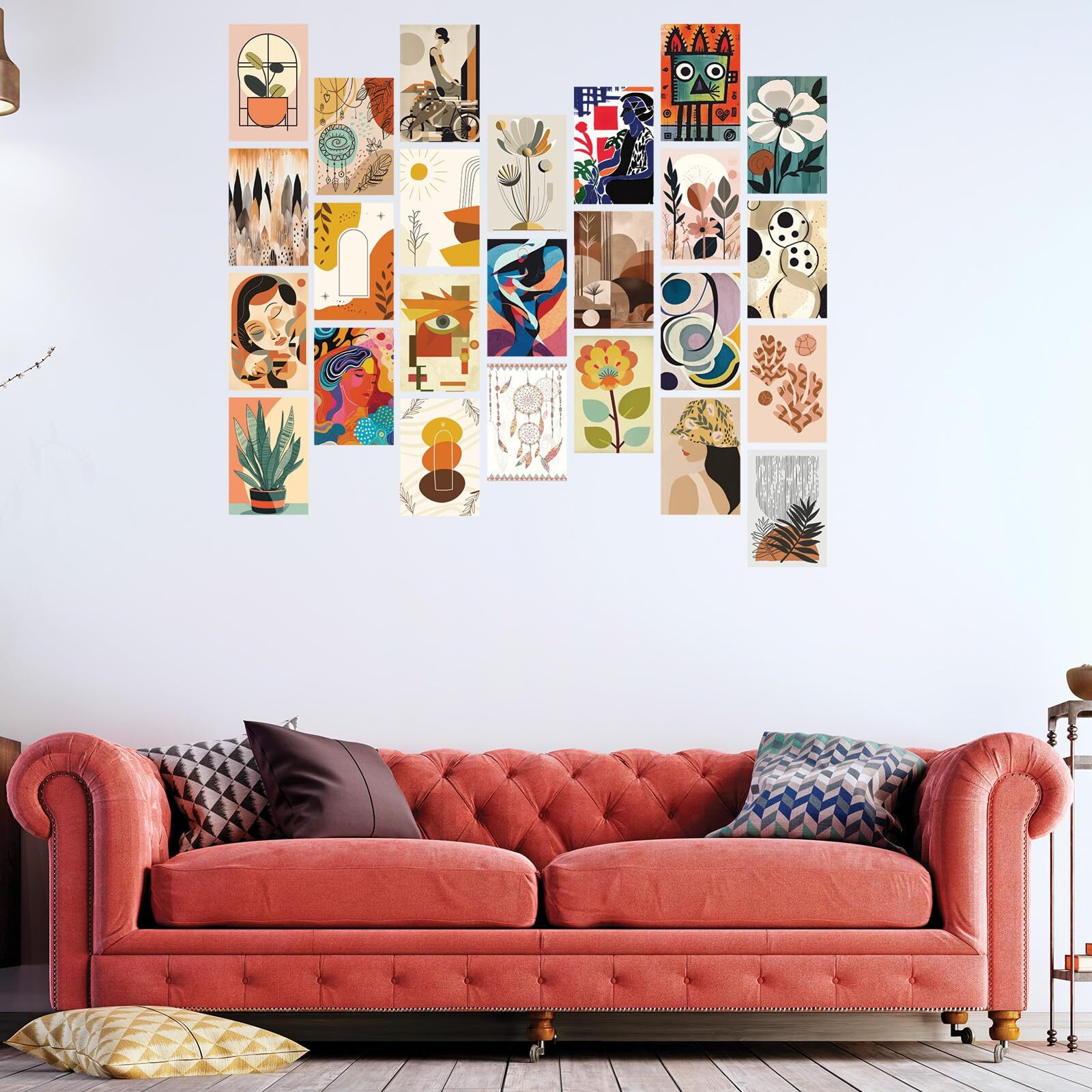Cvanu 25Pcs Boho Wall Collage Kit Printed Poster With Glue Dot Tape For Wall Decor (6Inchx4Inch)_202307-91/2