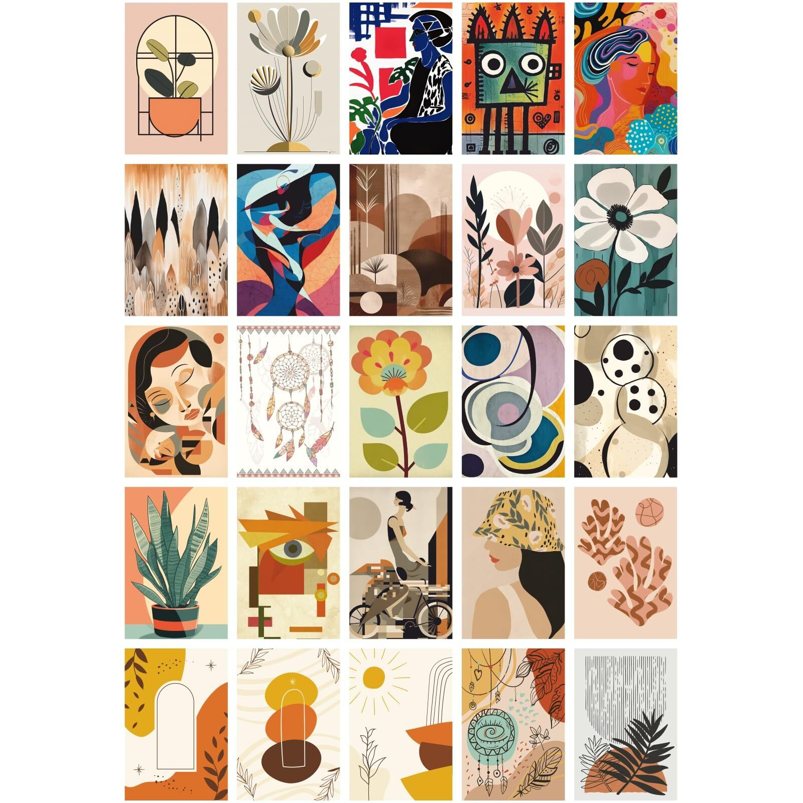 Cvanu 25Pcs Boho Wall Collage Kit Printed Poster With Glue Dot Tape For Wall Decor (6Inchx4Inch)_202307-91/2