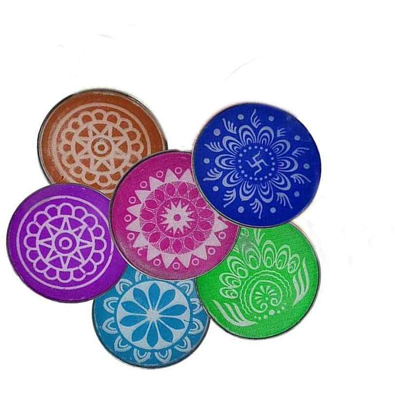Dry Rangoli Making Plastic Jali Stencil For Floor Decoration Diwali Navratri Onam Pongal Festival Rangoli Making Stencil, Multicolor Set Of 6