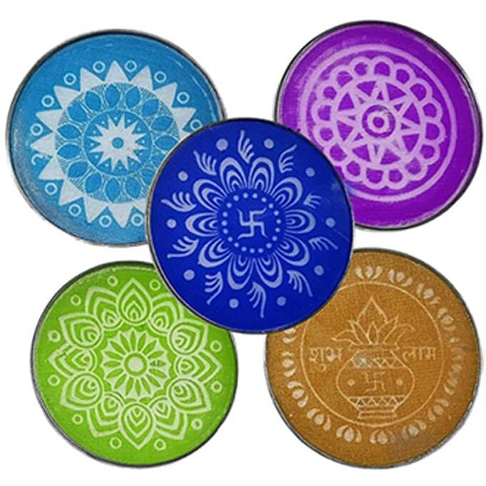 Dry Rangoli Making Plastic Jali Stencil For Floor Decoration Diwali Navratri Onam Pongal Festival Rangoli Making Stencil, Multicolor Set Of 6