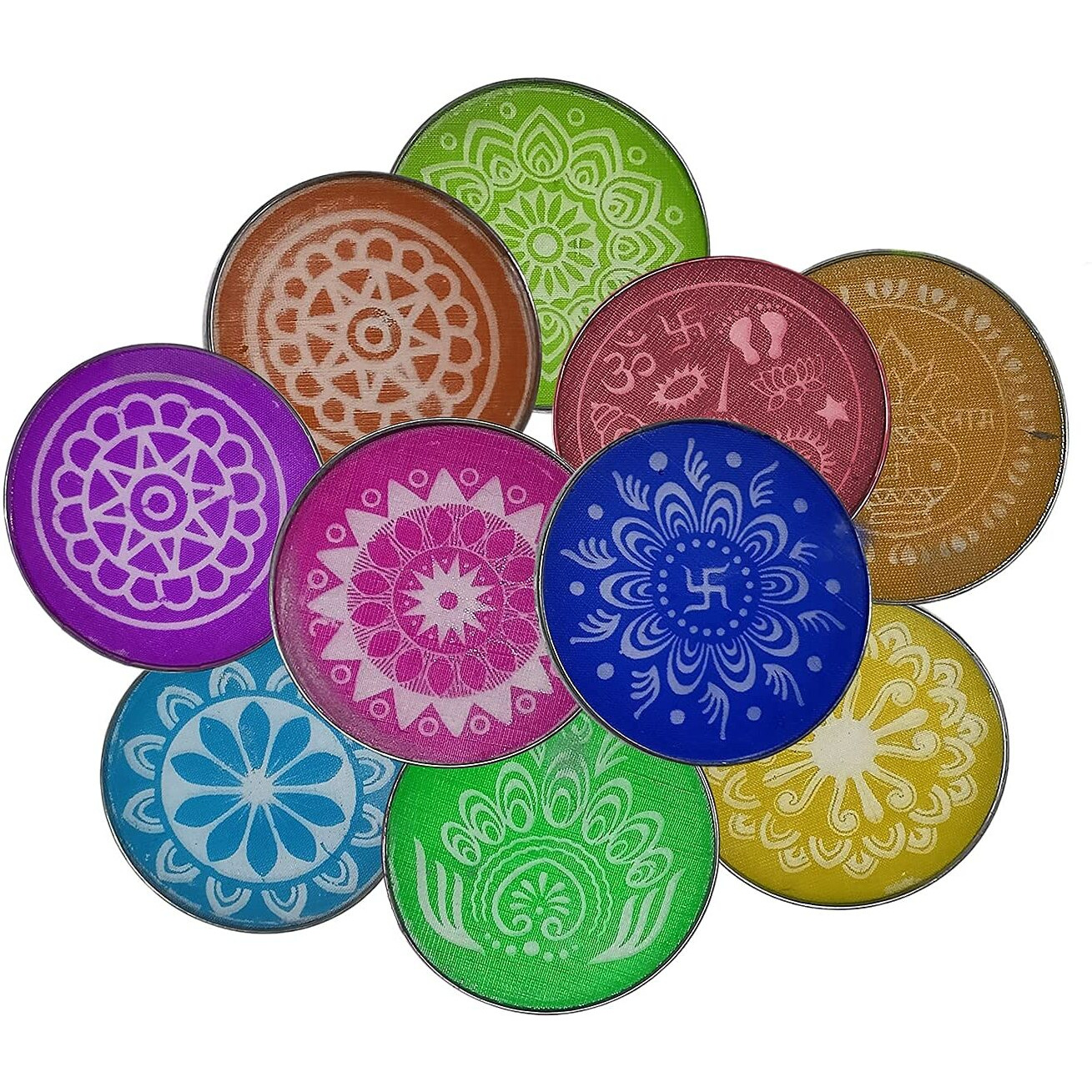 Dry Rangoli Making Plastic Jali Stencil For Floor Decoration Diwali Navratri Onam Pongal Festival Rangoli Making Stencil, Multicolor Set Of 6