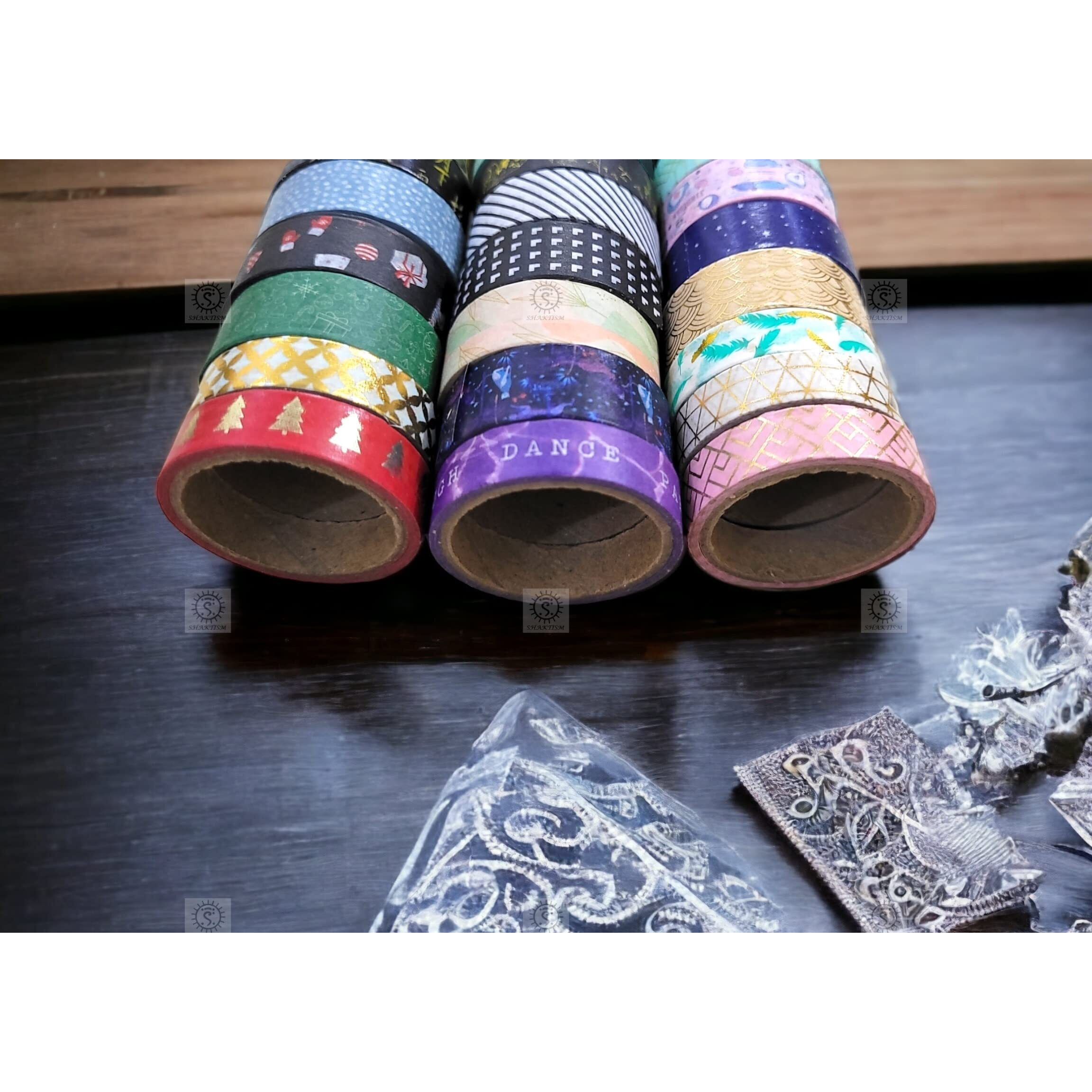 Shaktism Washi Tape Bts Paper Tapes, Decoration, Scrapbooks, Adhesive Flower Print Paper Tapes For Decorative Purposes Like Art And Craft, Diy Washi Tape With Dispanser (Washi Tape 24 Pcs)
