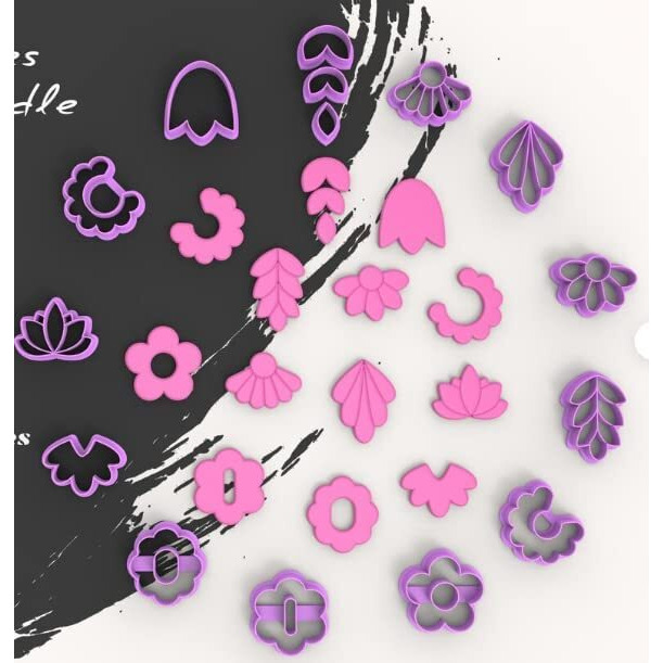 Dhanishtha Polymer Clay Cutter Set | Floral Shapes Earing Making Tools | Jewellery Making Tools | Color May Vary | 15 Pcs