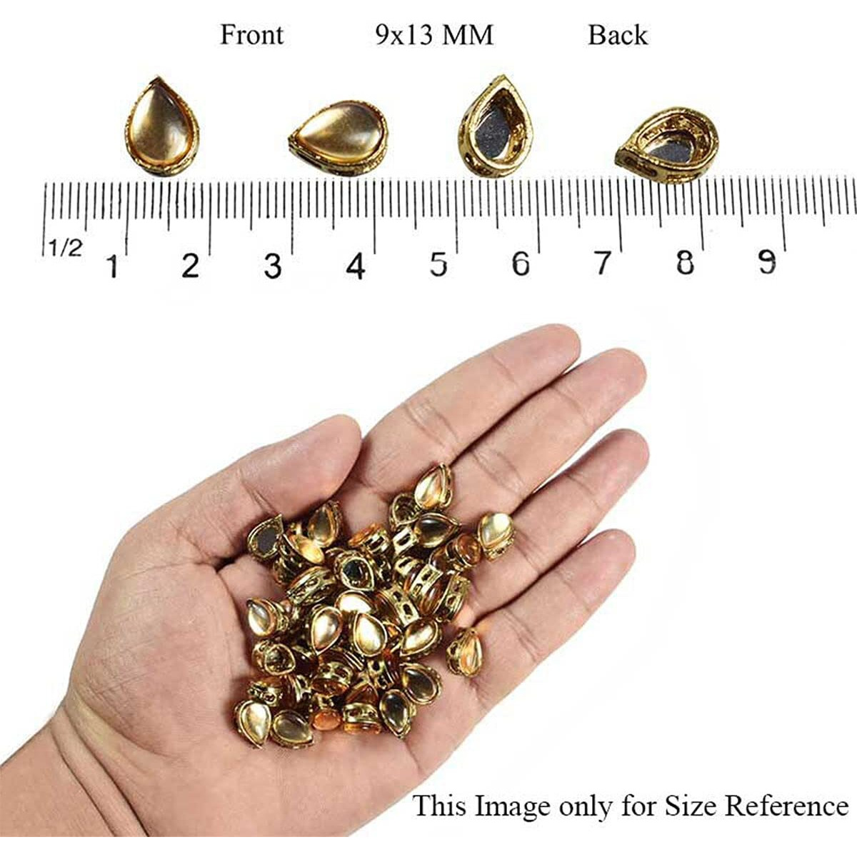 Embroiderymaterial Flat Back Emerald Green Rhinestones In Raised Setting In Tear Drop Shape For Jewelry Making & Embellishment- 9 * 13Mm-50 Pieces