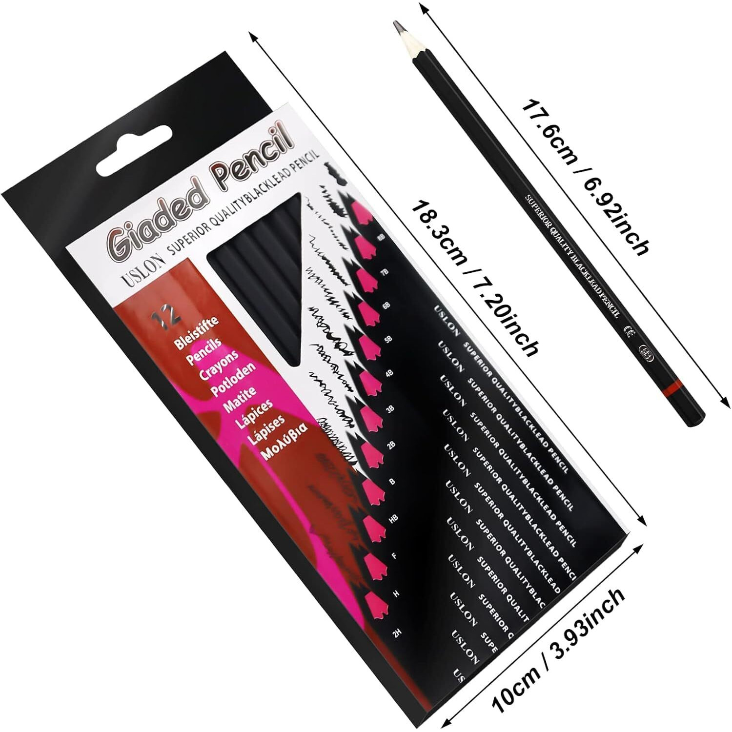 Corslet 12Pc Sketch Pencil Set - Art Supplies For Beginners And Professional Artists - Graphite Drawing Kit With Shading Pencils For Sketching