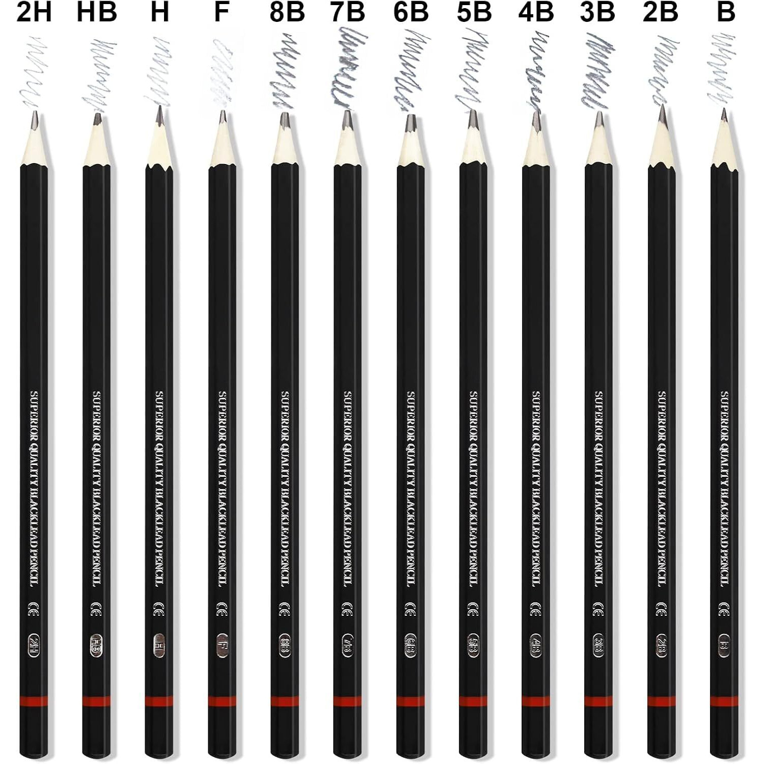 Corslet 12Pc Sketch Pencil Set - Art Supplies For Beginners And Professional Artists - Graphite Drawing Kit With Shading Pencils For Sketching