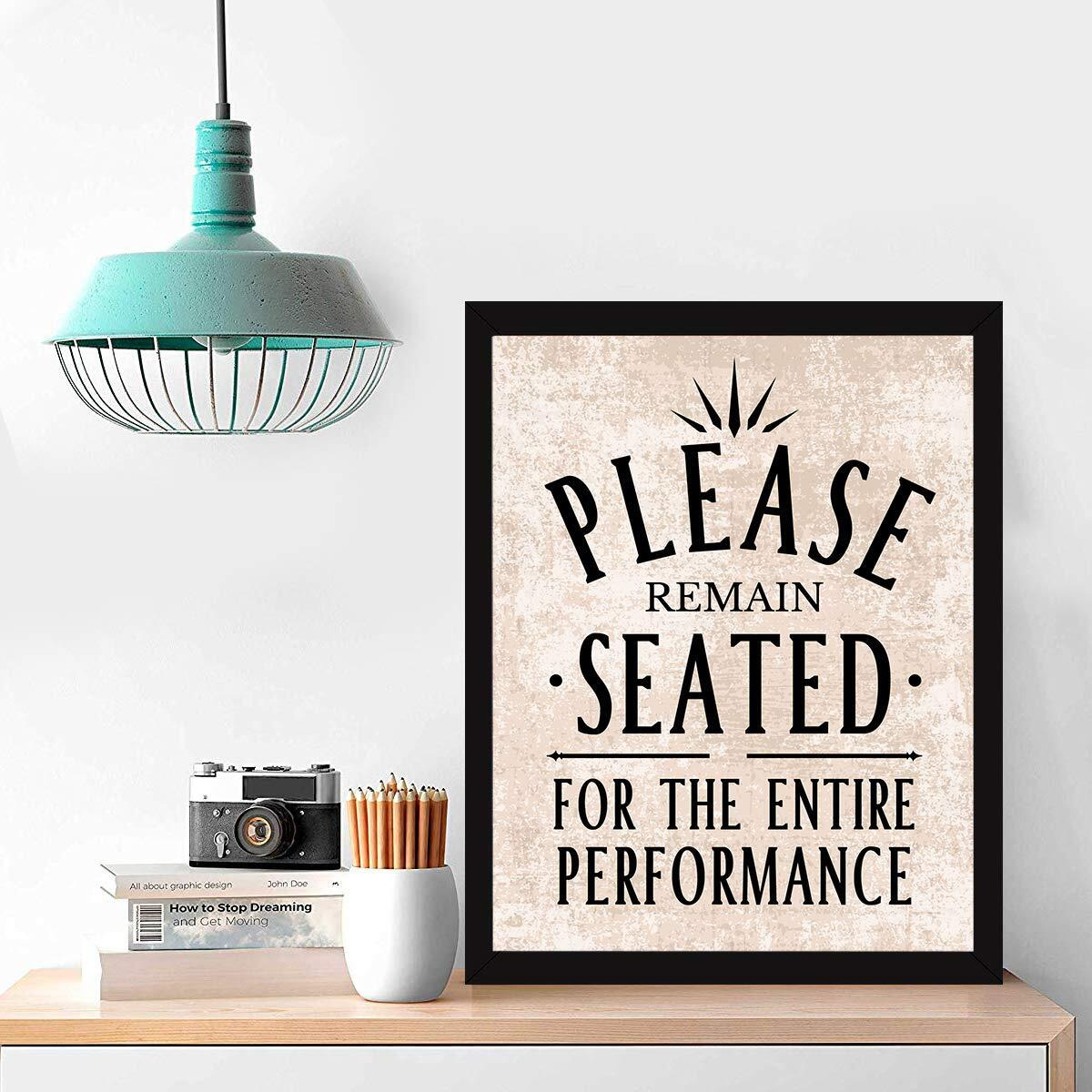 Chaka Chaundh - Bathroom Poster - Bathroom Posters With Frame - Bathroom Quotes Framed Posters - Washroom Quotes Frames - Toilet Quotes Wall Hanging - (14 X 11 Inches) (Beige Texture)