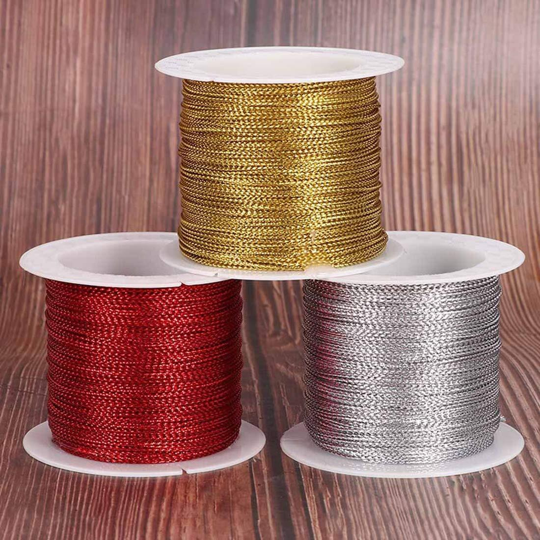 Diy Crafts Pack Of 20 Mtr 20X1, Gold Cord Thread, 20 Meters 1Mm Rope Gold/Silver/Red Cord Thread Cord String Strap Ribbon Rope Tag Lin(Pack Of 20 Mtr 20X1, Gold Cord Thread)