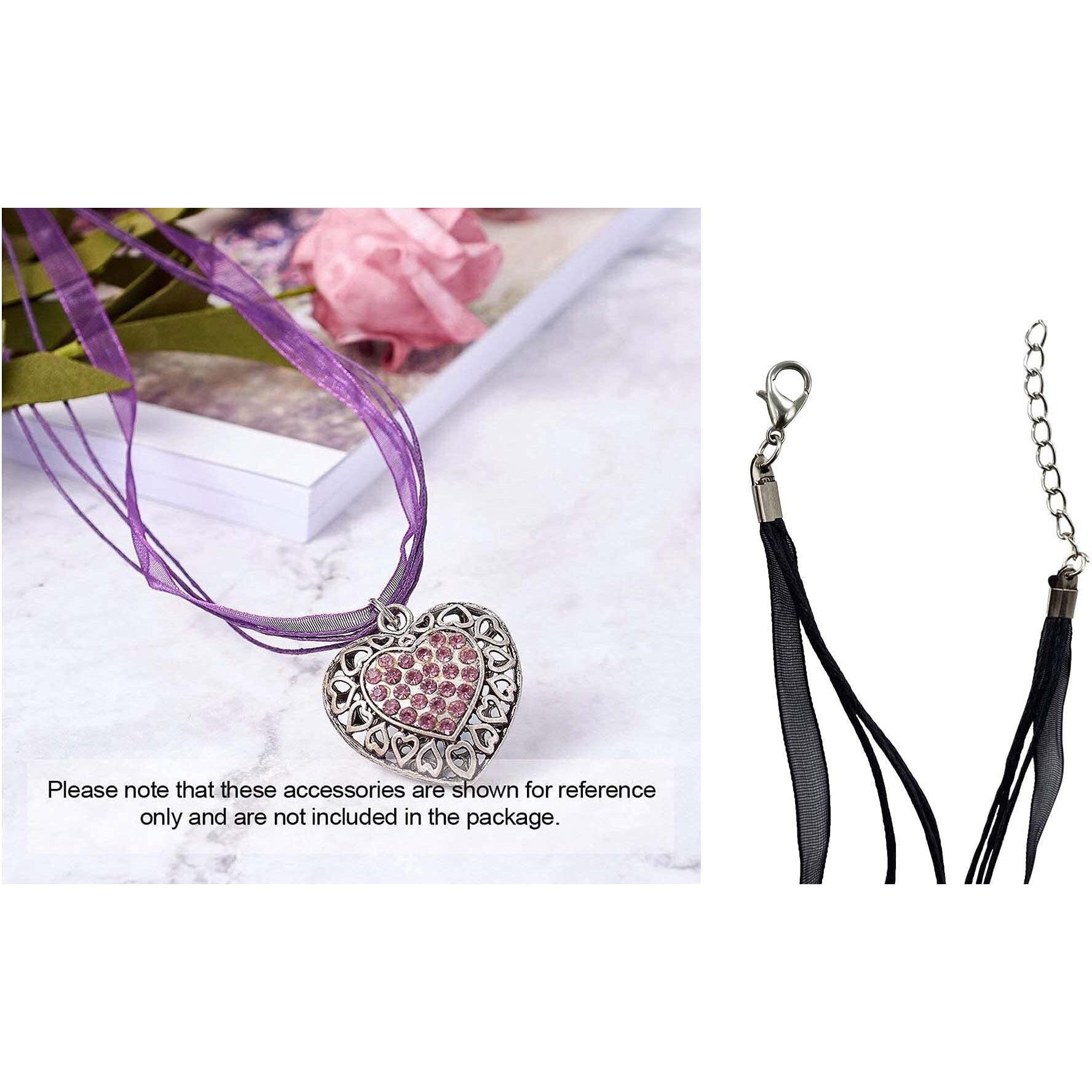 Diy Crafts 2 Pcs, Organza 3 Stripe Necklace, Black Necklace Cord Satin Silk Rope Chain With Lobster Claw Clasp Jewelry Makin (2 Pcs, Organza 3 Stripe Necklace)