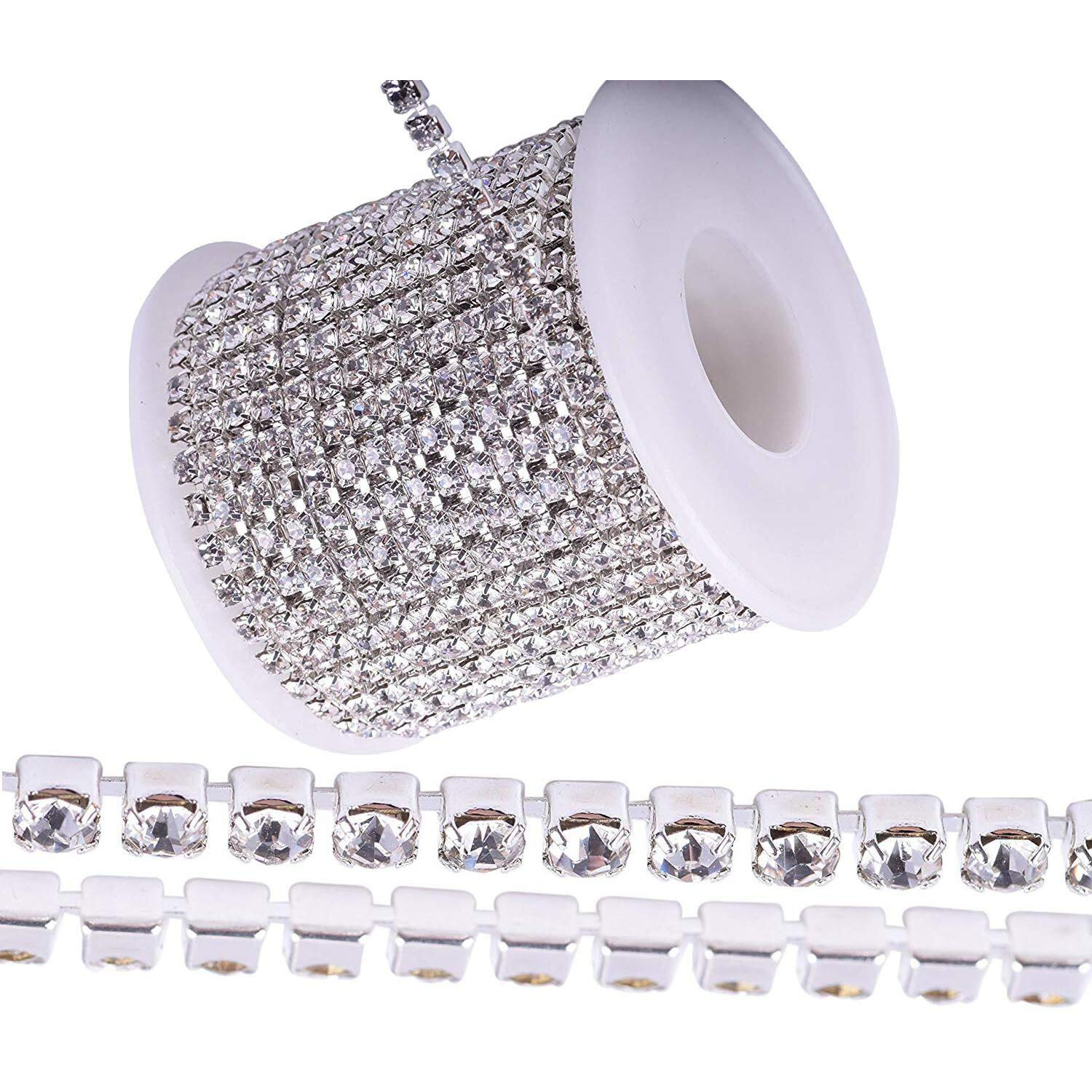 Diy Crafts Design No  3, 11 Yards Crystal Rhinestone, Crystal Rhinestone Close Chain Trimming Claw Chain Jewelry (Design No  3, 11 Yards Crystal Rhinestone)