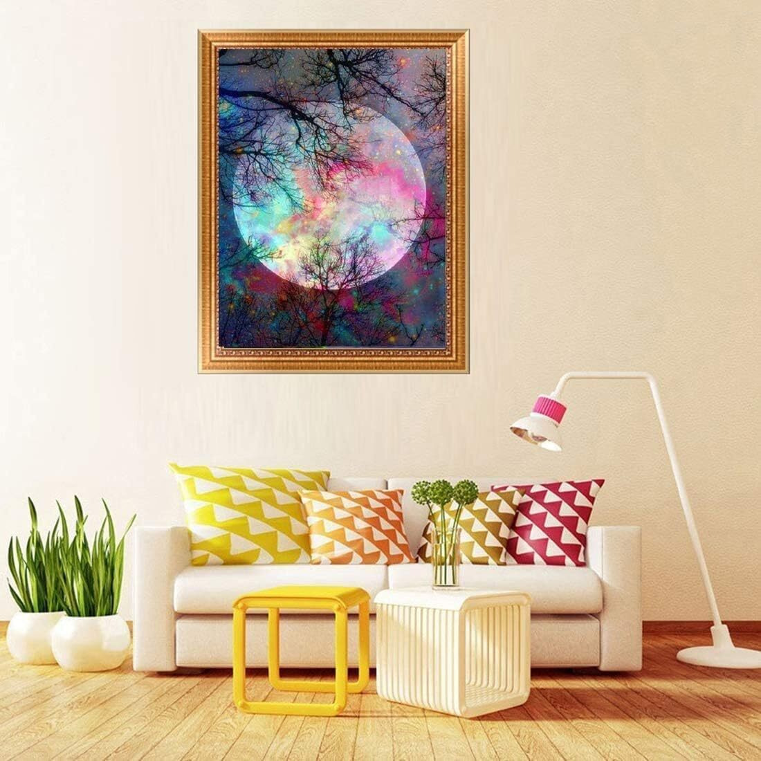 Bestaqua 5D Diamond Painting Kits For Kids And Adults Moon Tree Full Round Diamond Art, Night Paint By Numbers Kits Rhinestone Embroidery Cross Stitch Arts Craft For Home Wall Decor 30X40Cm