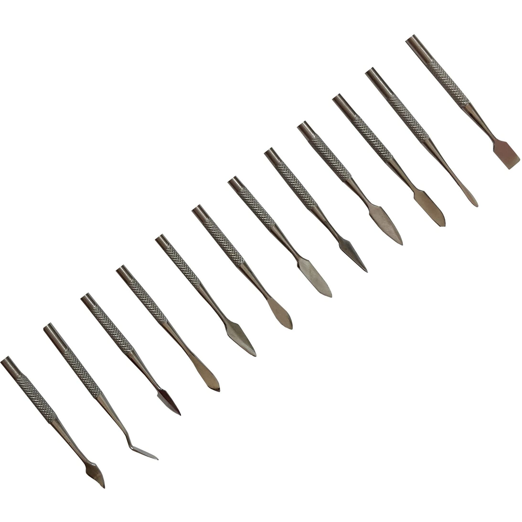 Catchex Stainless Steel Wax Carving Tools Double Ended Spatulas/Carvers - Set Of 12,(Silver)