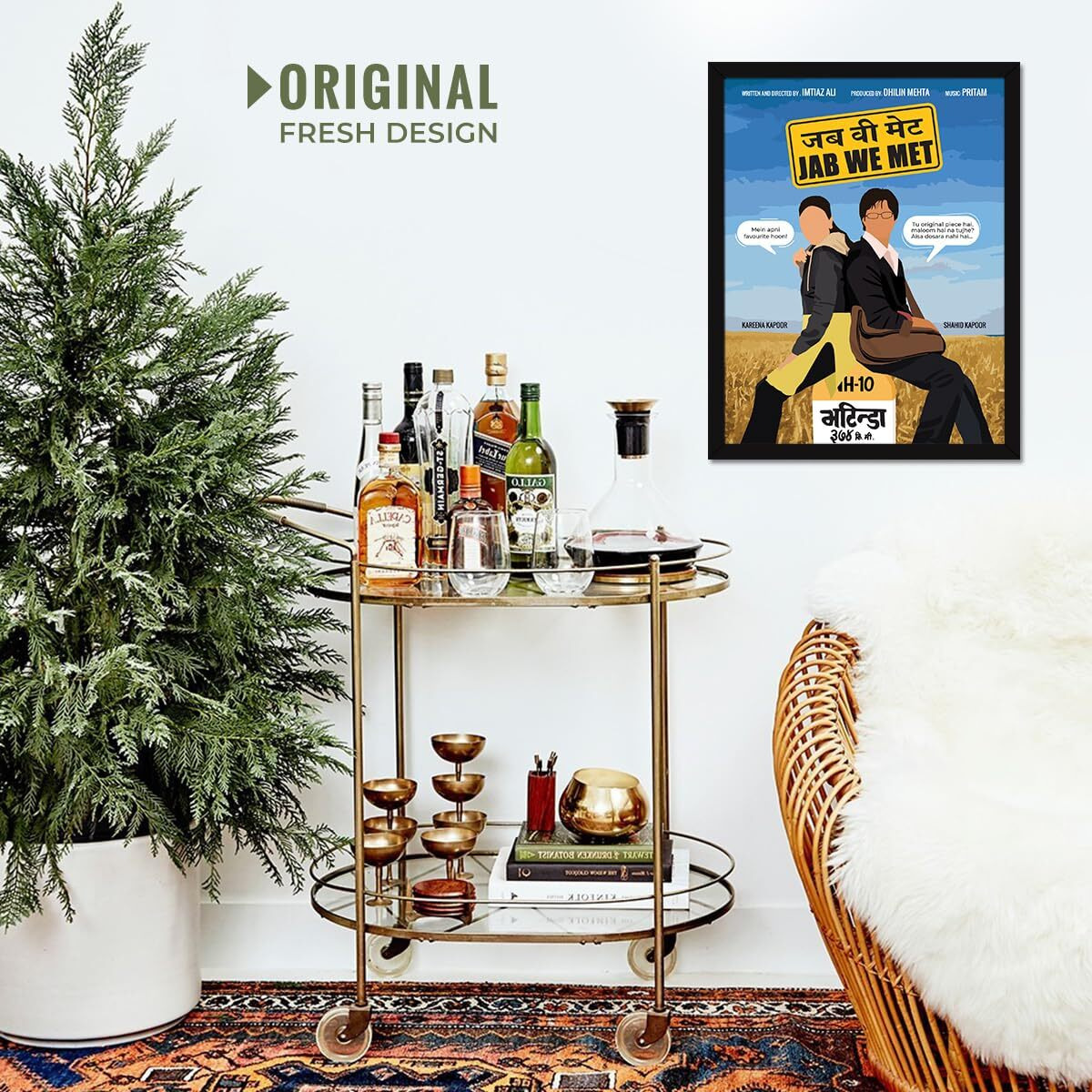 Chaka Chaundh - Jab We Met - Kareena Kapoor | Shahid Kapoor Framed Poster - Bollywood Hindi Cinema Movies Poster - (14 X 11 Inches)