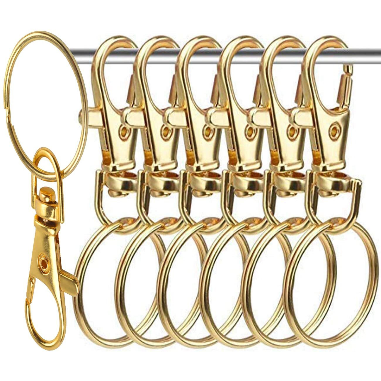 Diy Crafts Lobster Claw Clasps Findings Keychain Rings For Keychain Lanyard Hanging Nail Files, Label Tags, Foldable Scissors, Keys Other Small Things  50% Lobster 50% Key Ring (10X, Gold)