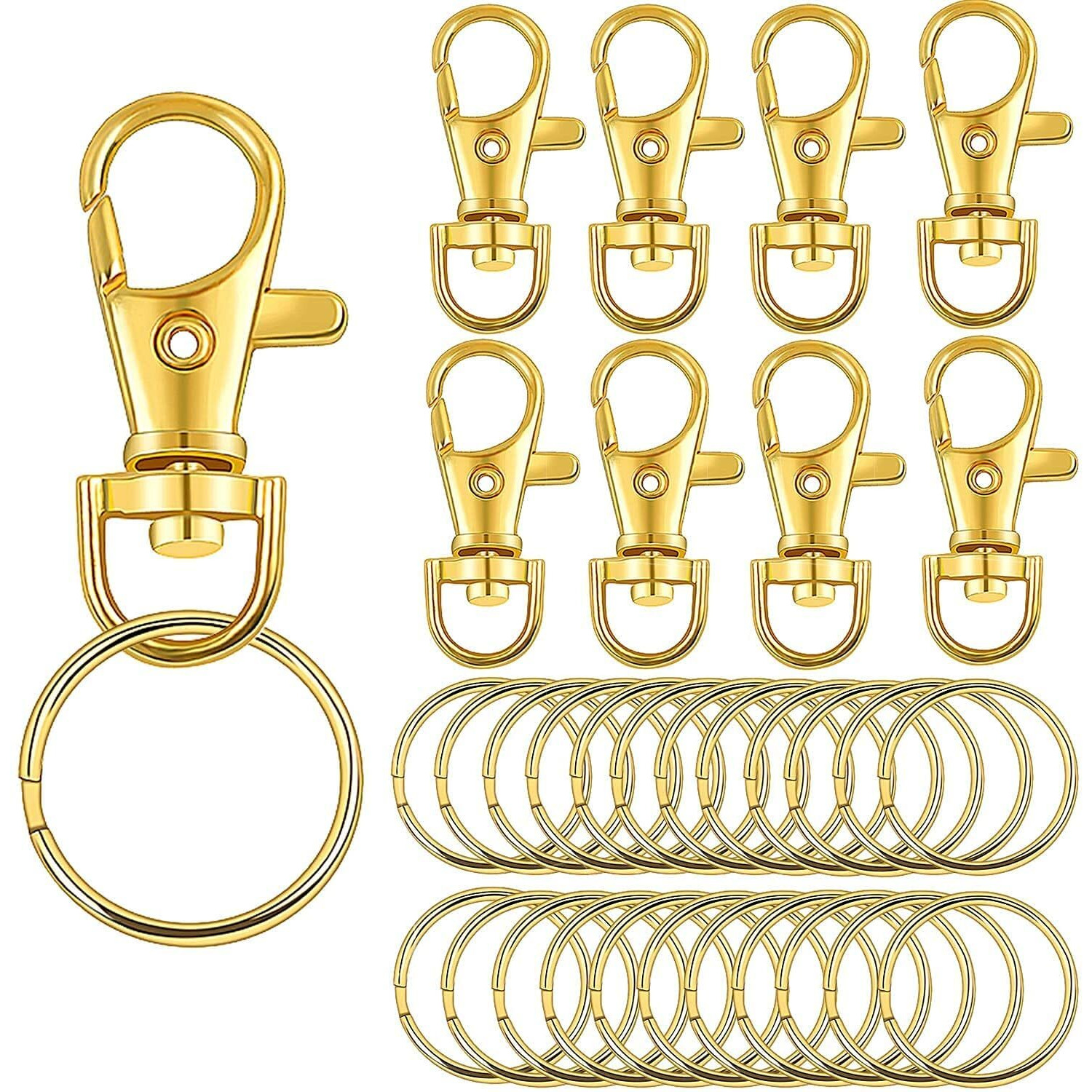 Diy Crafts Lobster Claw Clasps Findings Keychain Rings For Keychain Lanyard Hanging Nail Files, Label Tags, Foldable Scissors, Keys Other Small Things  50% Lobster 50% Key Ring (10X, Gold)