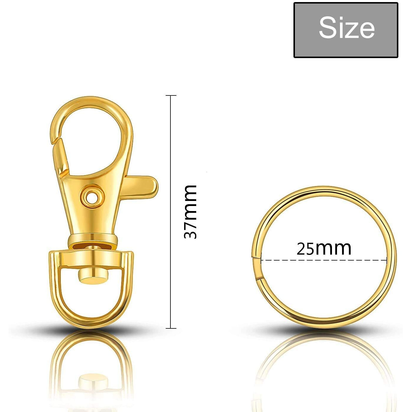Diy Crafts Lobster Claw Clasps Findings Keychain Rings For Keychain Lanyard Hanging Nail Files, Label Tags, Foldable Scissors, Keys Other Small Things  50% Lobster 50% Key Ring (10X, Gold)