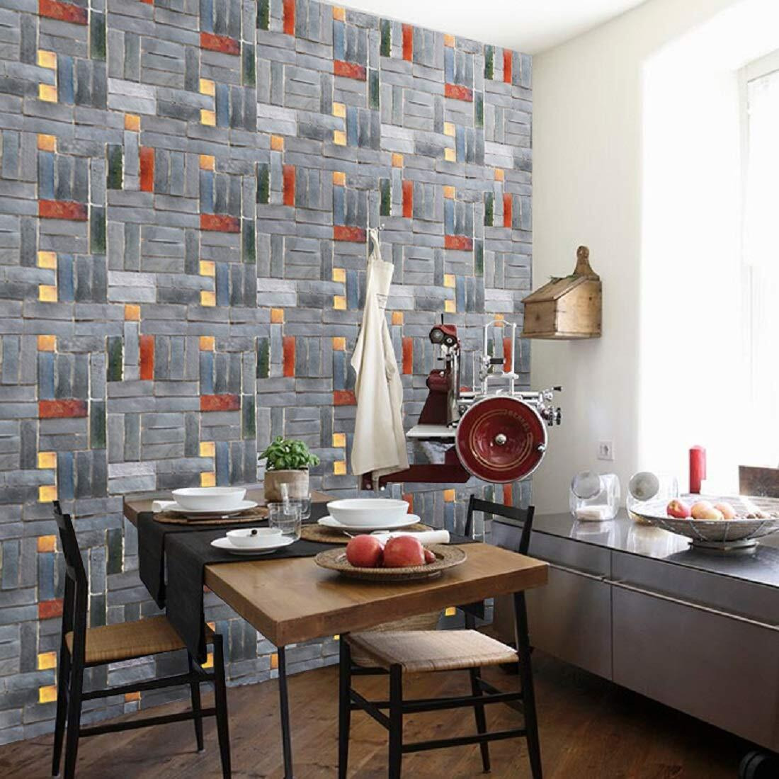 Jaamso Royals Peel And Stick 3D Brick Stone Pattern Wall Decal Self Adhesive Vinyl Shelf Liner Crafts Wall Paper Wall Sticker (200 Cmx45 Cm I.E 9 Sq Ft)
