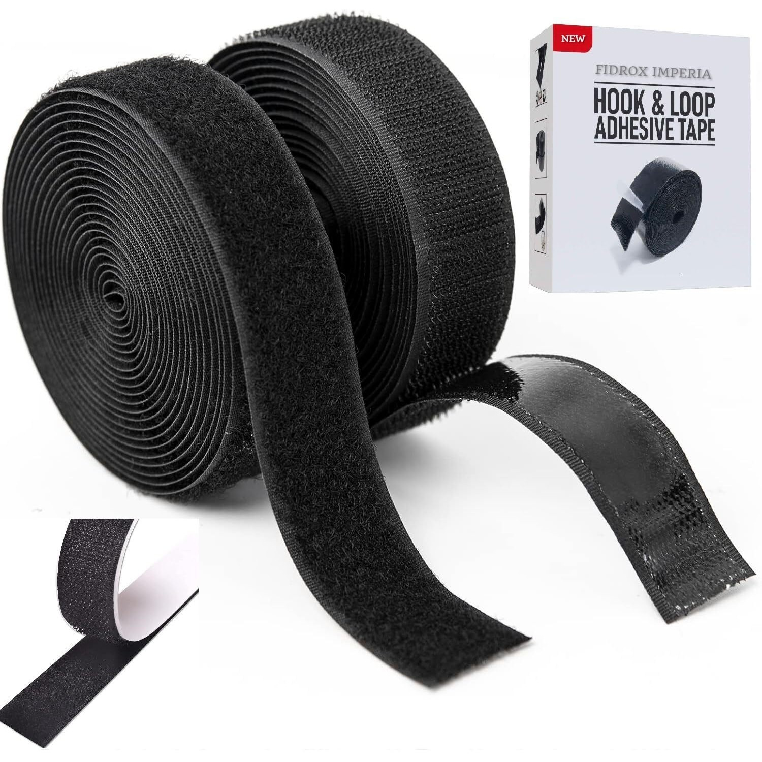 Fidrox Self-Adhesive Hook And Loop Tape | Velcro Tape Roll | Self Sticky Back Strong Gripping Perfect For Diy, Home, Office, And School |, Crafting & Wall Hanging Fabric Fastener Interlocking Tape For Sewing Crafts. (5M X 25Mm)