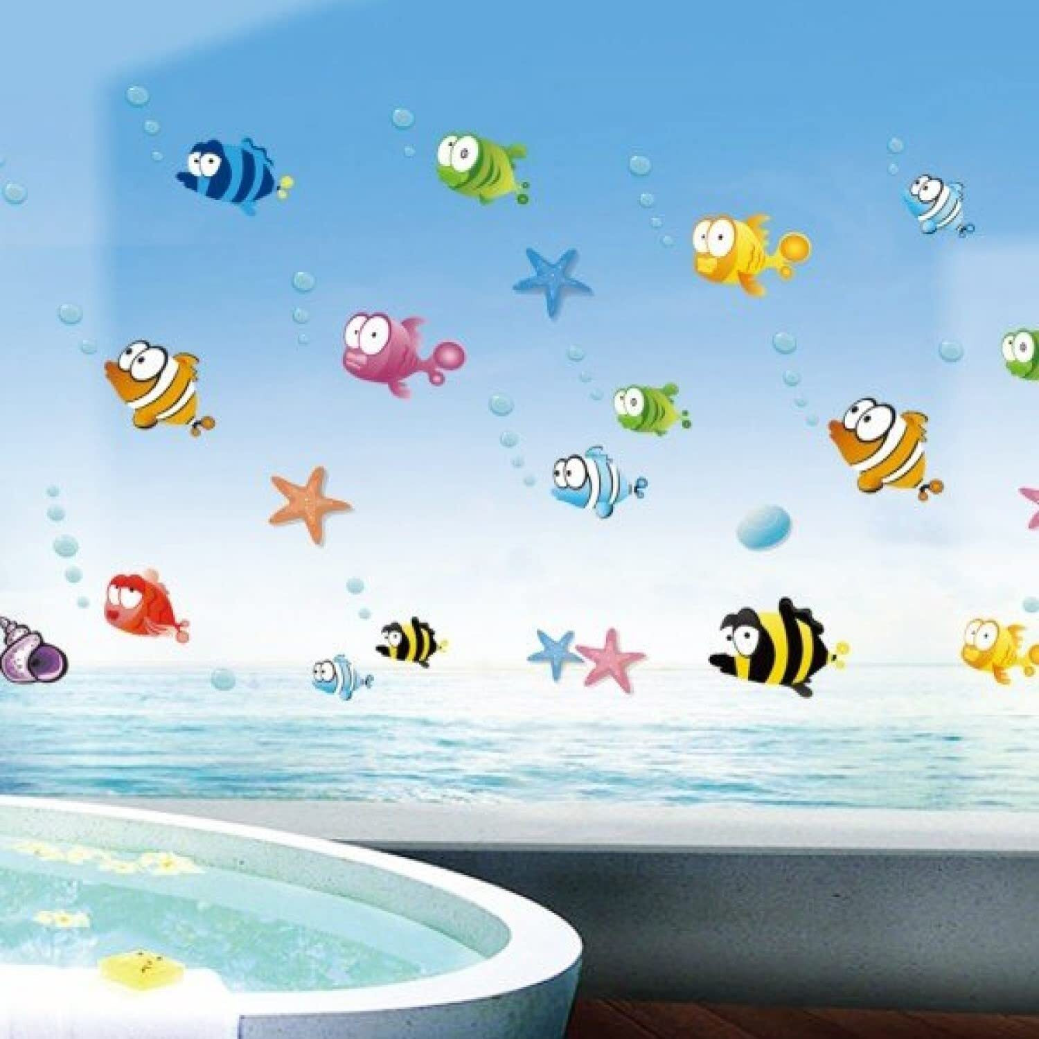 Jaamso Royals Cute The Clown Fish Sea Stickers For Walls Of Home, Wall Sticker For Living Room, For Home, Wall Painting, Living Room Wall-Stickers (45 Cm X 60 Cm)