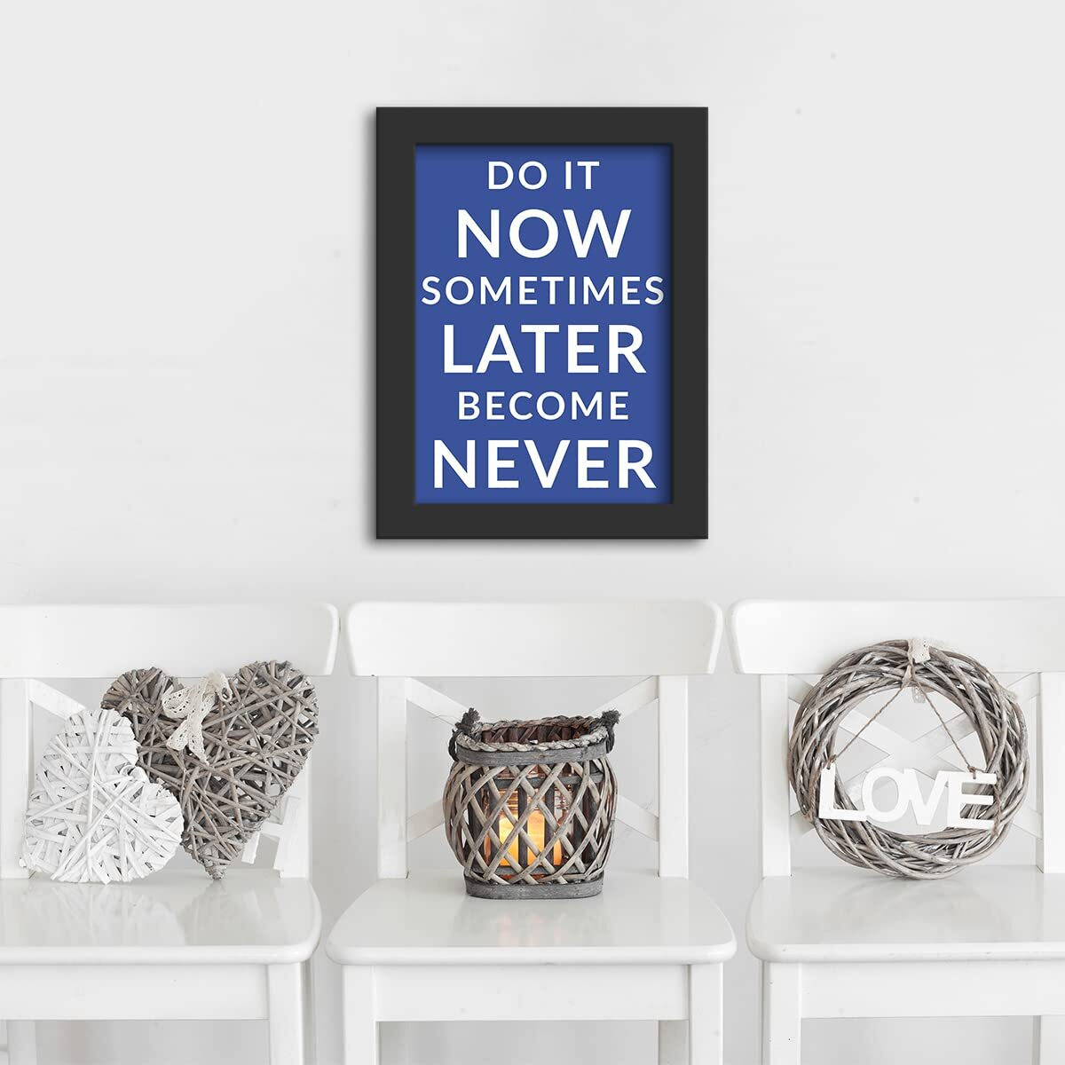 Dmcreativitycraft Motivational Quotes Wall Frames Inspirational Posters For Room Framed Painting, 9.5 X 12.5 Inches, With Sometimes Later Become Never Black Frame Office Or Study Decor