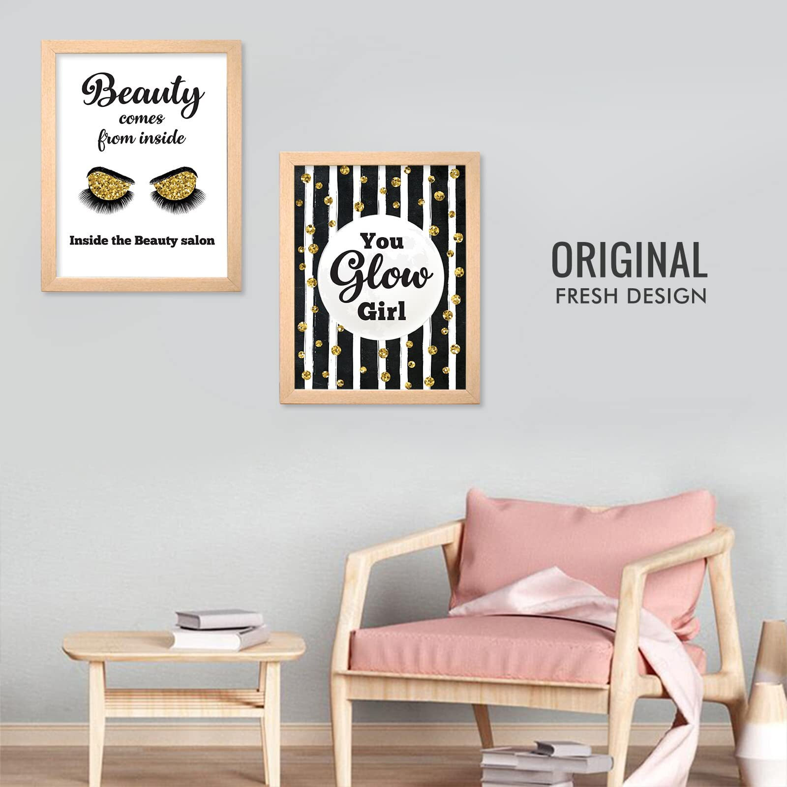 Chaka Chaundh - Saloon Wall Frames - Saloon Wall Poster - Beauty Parlour Wall Decoration Framed Poster - Hair Salon Wall Decoration Poster - (14 X 11 Inches) Set Of 2