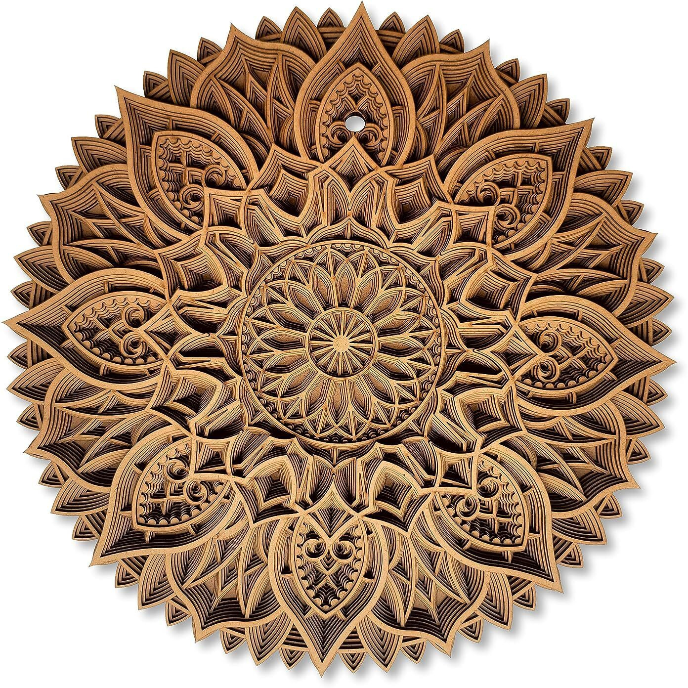 Gloridec Wooden 3D Mandala Wall Decore | Decorative Multi Layered Round Mandala Wall Art, Living Room Wall Hanging | Mandala Wall Art Decor (Round Mandala) (24" X 24" Inch)