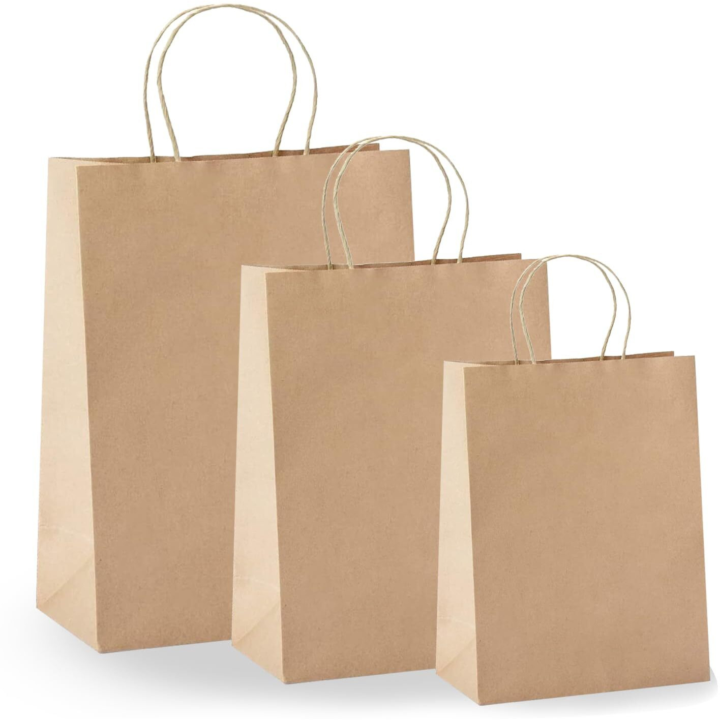 Aakriti Brown Kraft Gift Bags With Handles, Natural Plain Kraft Paper Shopping Bags For Retail Business, Grocery, Craft, Birthday, Wedding, Party Favors In 3 Sizes (45 Pcs Brown Paper Bag) Mix Sizes