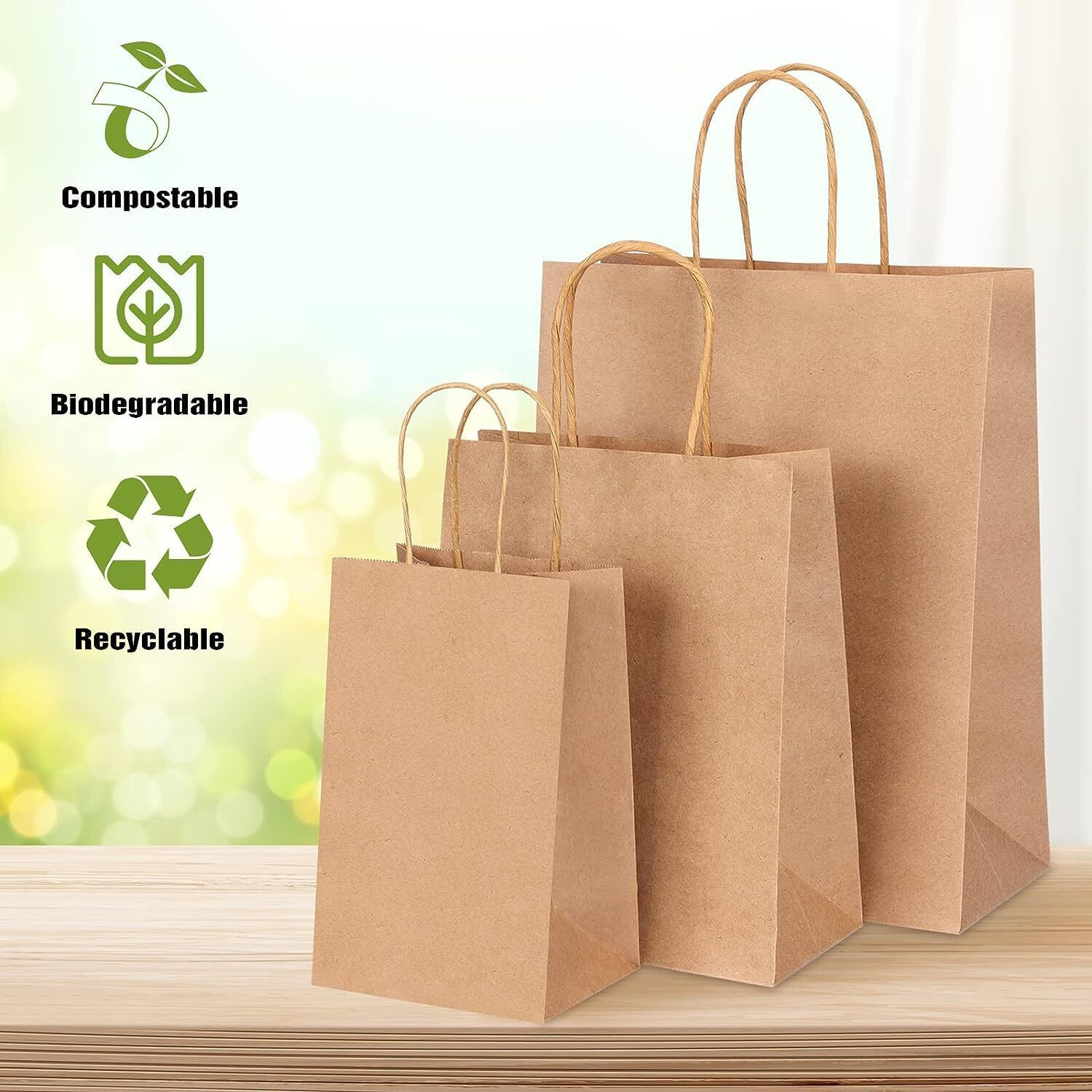 Aakriti Brown Kraft Gift Bags With Handles, Natural Plain Kraft Paper Shopping Bags For Retail Business, Grocery, Craft, Birthday, Wedding, Party Favors In 3 Sizes (45 Pcs Brown Paper Bag) Mix Sizes