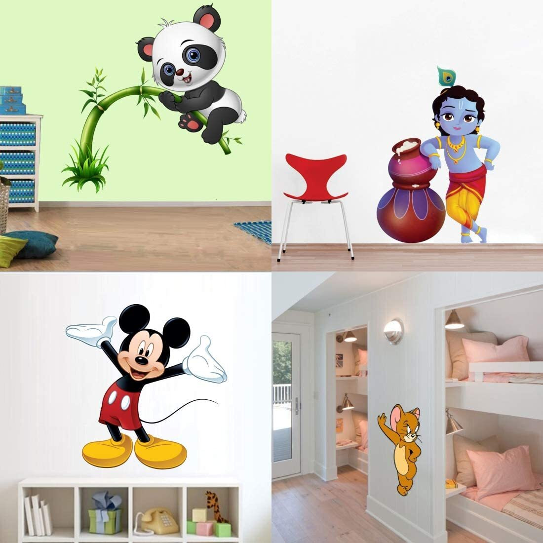 Ghar Kraft Mickey | Panda | Mouse Jerry | Krishna Wall Sticker For Home