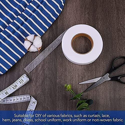 Sanwalsa Fabric Fusing Tape Double Sided Adhesive Sewing Hem Tape Iron On Tape (White) - 100 Yards - Pack Of 1