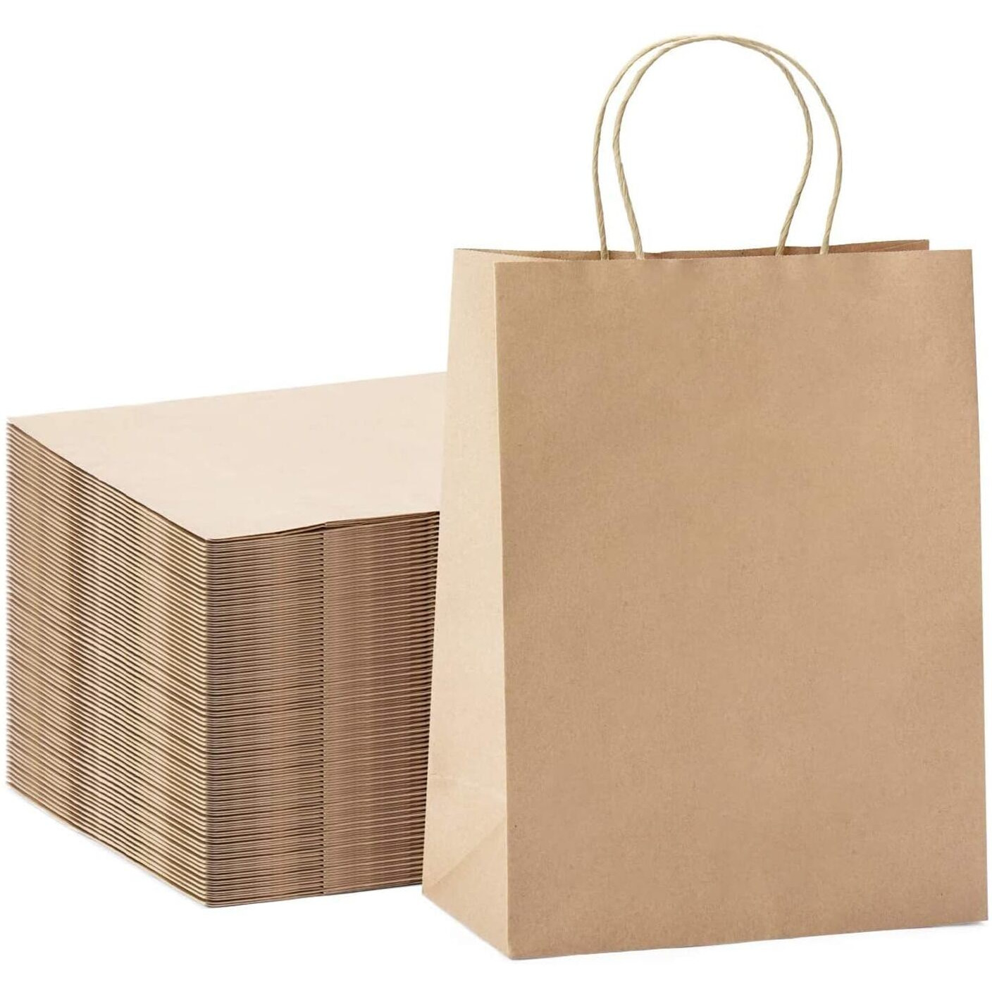 Aakriti Craft Paper Bags, Gift Bags With Handles, Small Craft Shopping Bags For Boutique, Small Business, Retail Stores, Gifts & Merchandise (12.5&quotX6&quotX16.5" Inch) Large Brown Bag 15Pcs