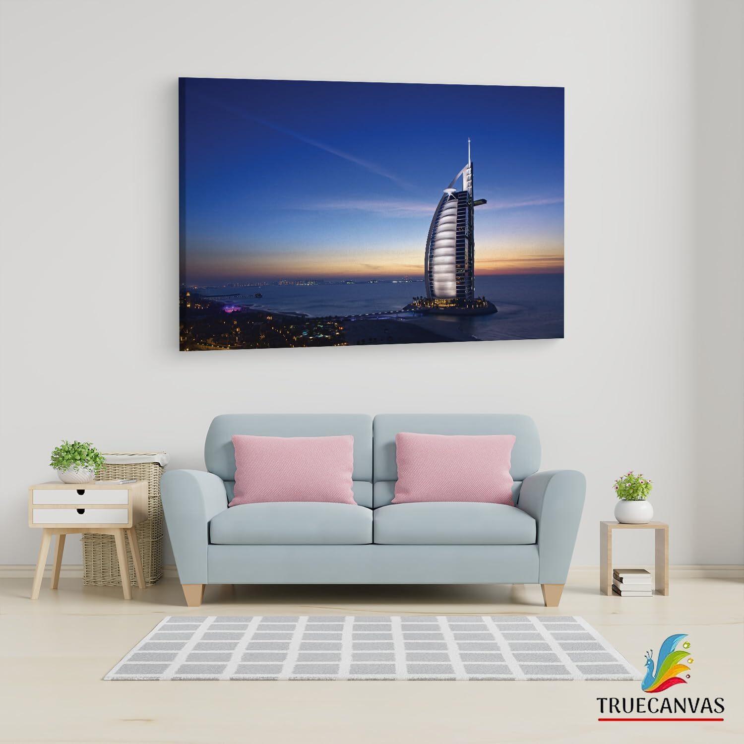 Truecanvas Burj Al Arab, Wooden Framed Canvas Paintings For Living Room | Bedroom | Office | Gallery | Ready Wall Mount Canvas Wall Art Painting | Size - 12 X 18In, Ct0381