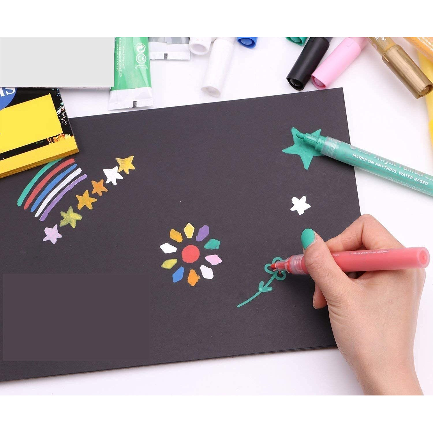 Amigozz A5 Size Black Paper Drawing Pad Sketch Book For Artists With Hardback - 20 Pages, 200 Gsm
