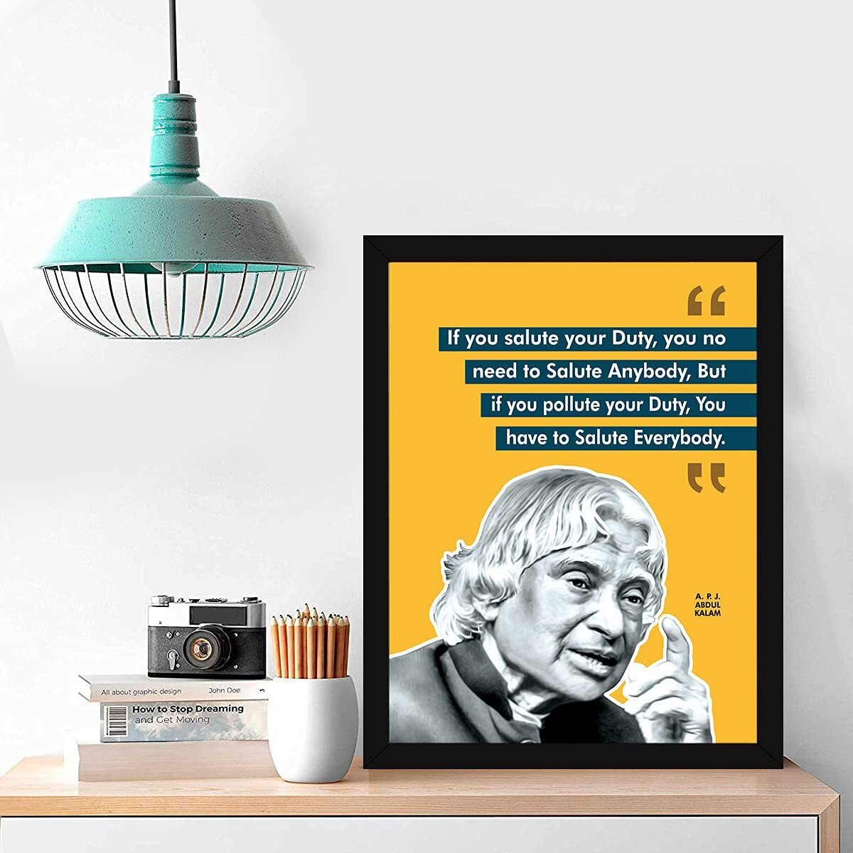 Chaka Chaundh - Abdul Kalam Motivational Quotes Frames For Wall - Apj Abdul Kalam Photo Frame  Abdul Kalam Quotes Wall Poster - (13.5 X 10.6 Inches) (Duty - Kalam - Yellow)