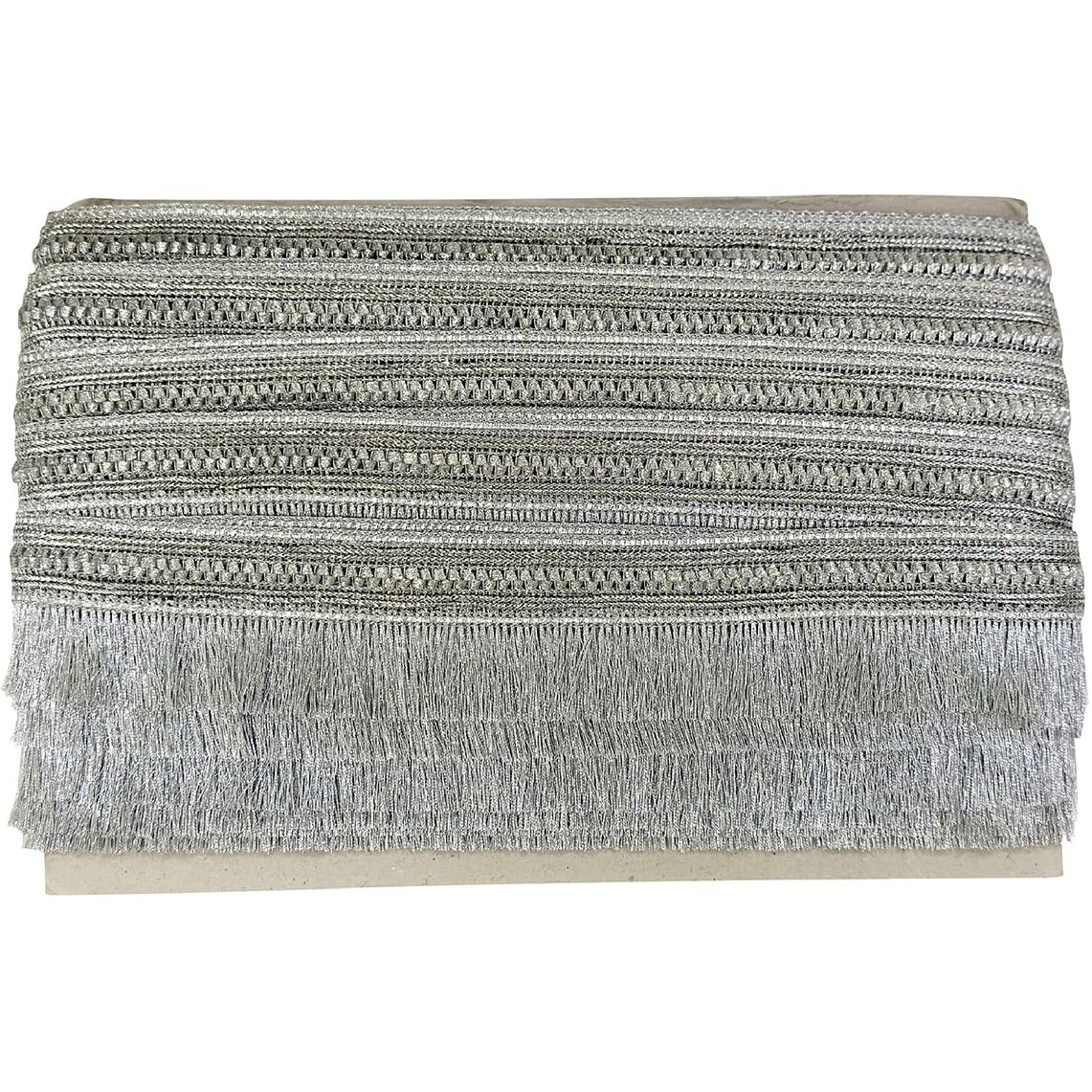 Embroiderymaterial 4.5 Cm Width Fringe Kiran Patti Lace For Saree Border, Dress Designing, Blouse, Kurti, Dupatta, Embroidery, Diy & Craft (Silver, 18M/Roll)
