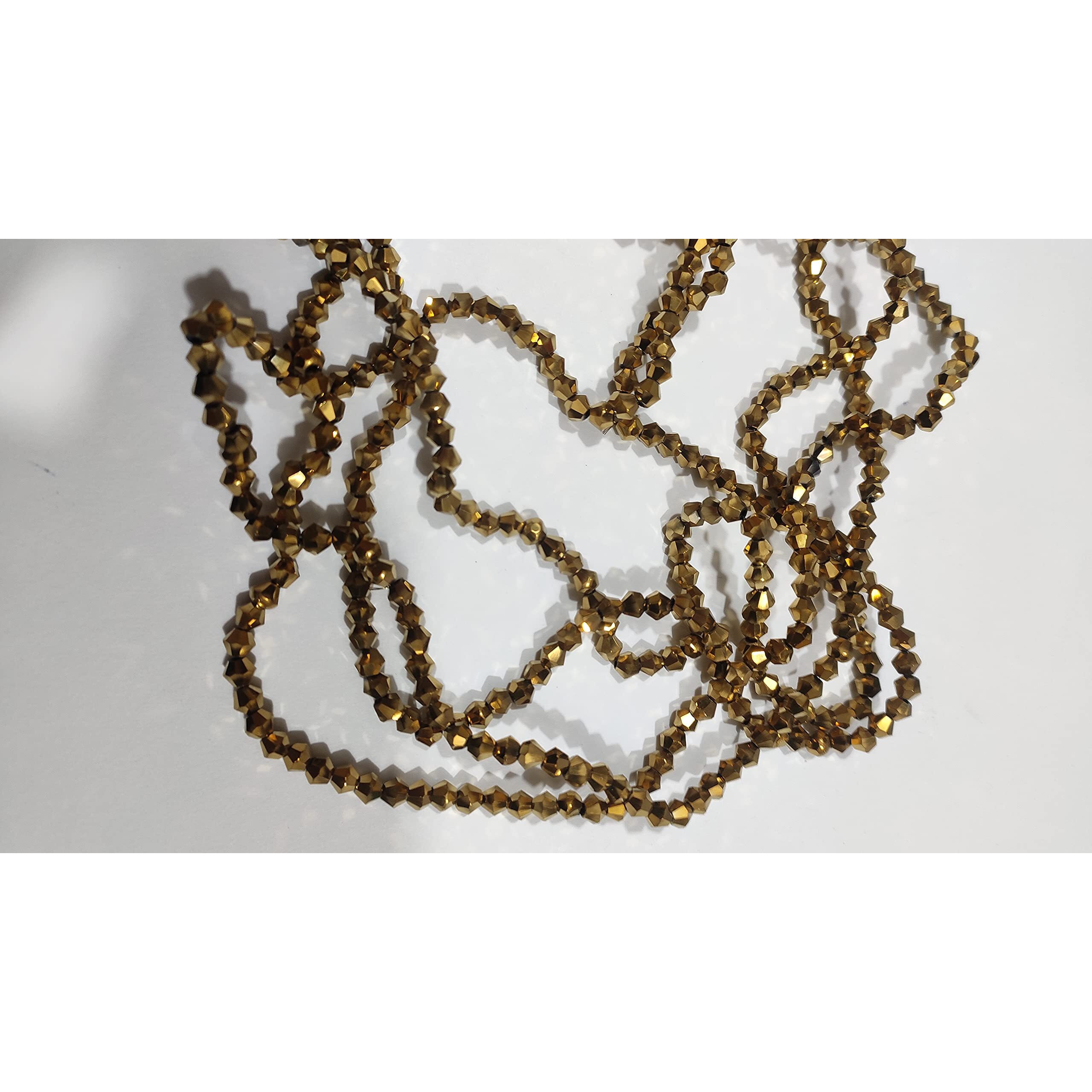 Omx 300 Pcs Plated Golden Color 4Mm Bicone Crystal Beads Glass Beads Loose Spacer Beads Diy Jewelry