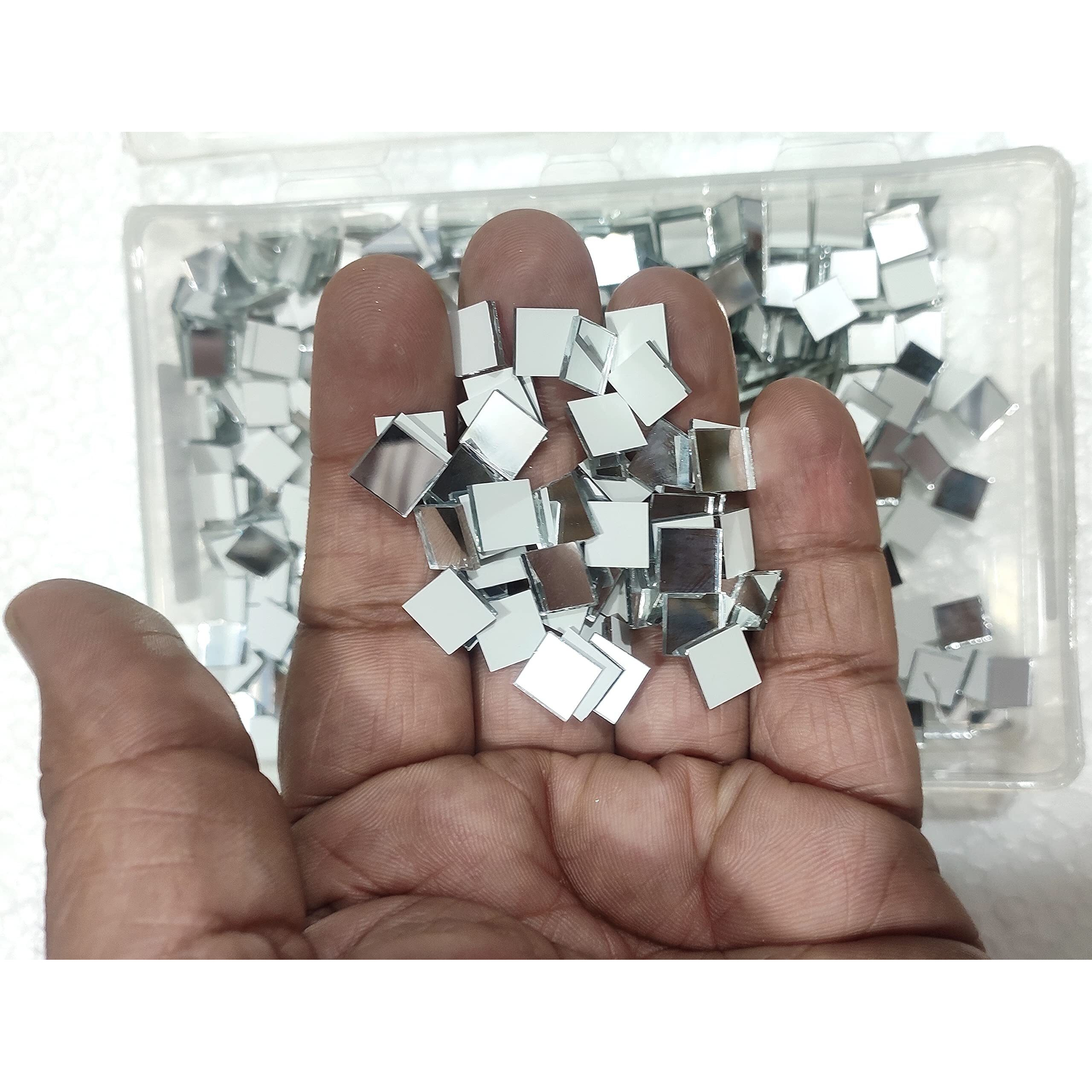 Omx 200Pcs, Shape - Square, Glass Mirror Beads For Arts And Crafts Diy Projects, Framing, Decoration, Size 10Mm - Set Of 200Pcs