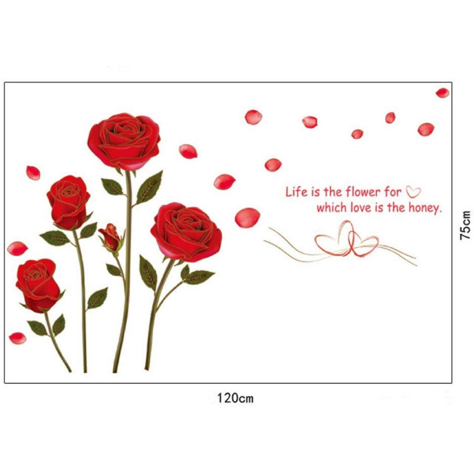 Jaamso Royals Vinyl Flowers Wall Sticker, 0.03 X 47.24 X 29.52 Inches, Multicolour