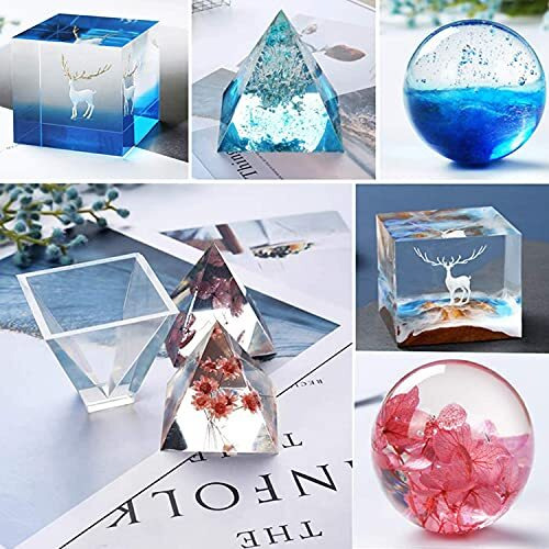 Elephantboat 20 Pcs Resin Moulds Silicone, Resin Moulds For Craft For Pen Holder, Flower Pot, Coaster, Pendants, Candle Molds & Holders Sticks, Epoxy Resin Art Kits, Multi Colour
